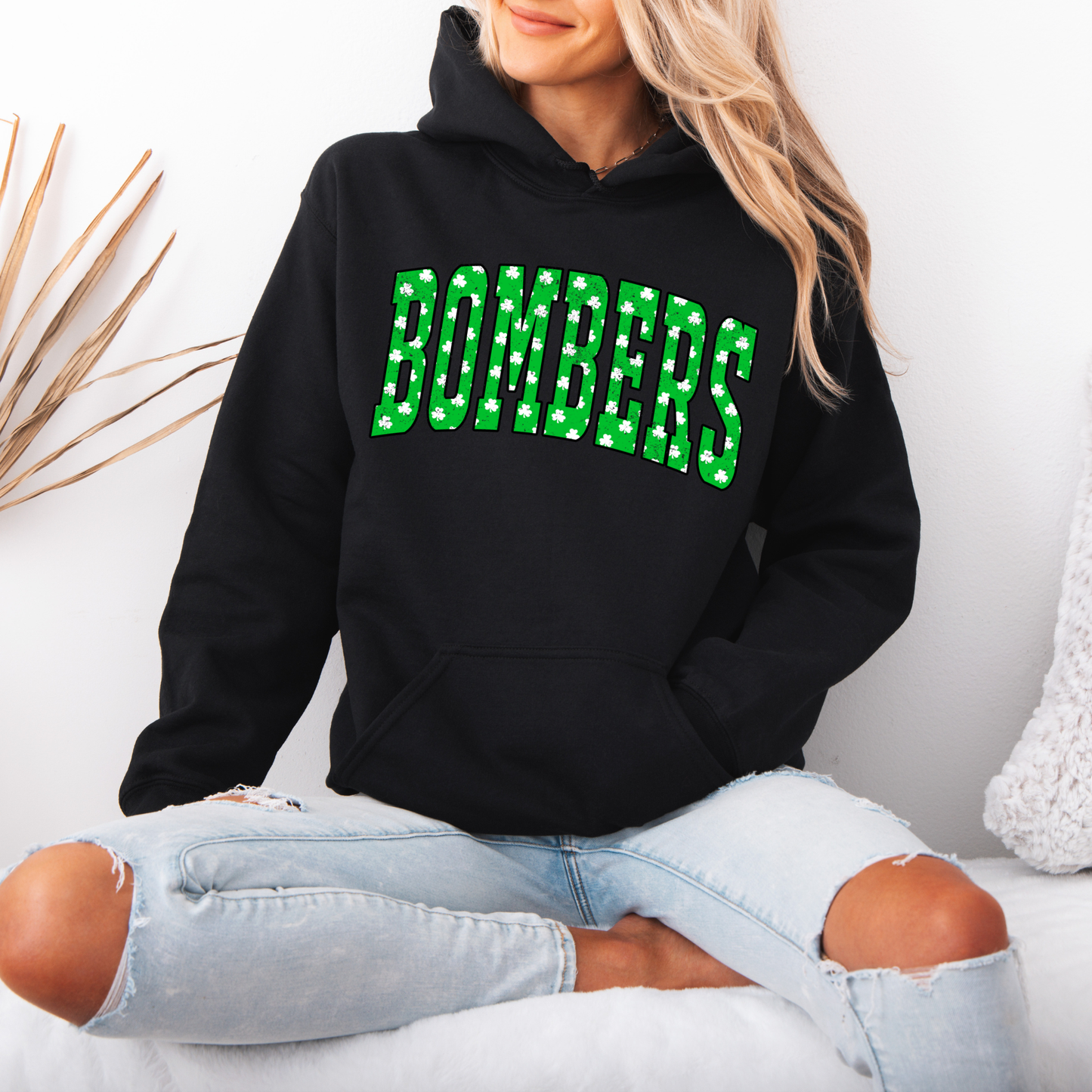BOMBERS Distressed Shamrock Saint Patrick's - Crewneck Sweatshirt or Hooded Sweatshirt or Tee Shirt
