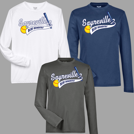 Blue Bombers 014 -Adult & Youth Unisex Performance Long Sleeve Shirt (Dri Fit) Original BB Logo
