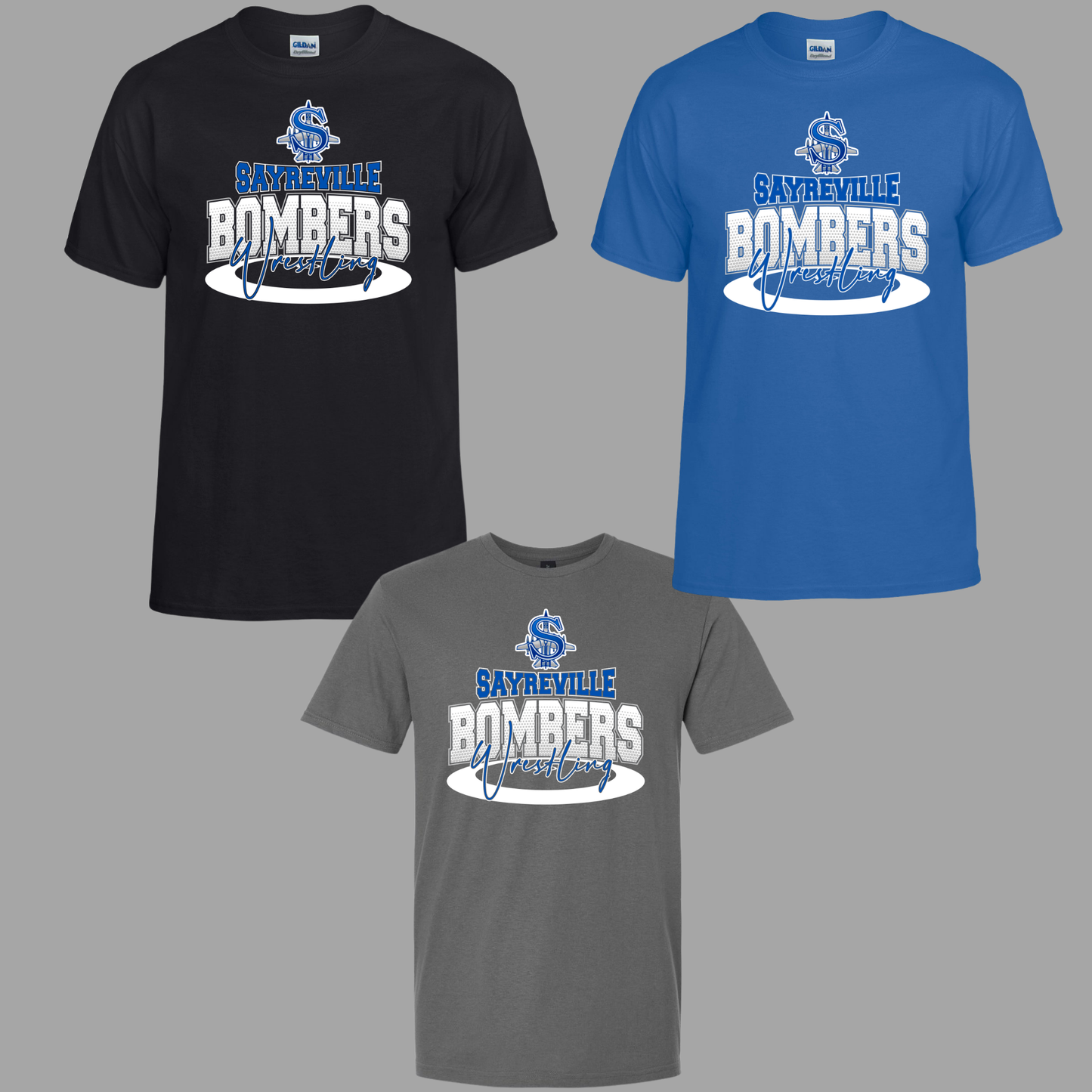 Wrestling 016 -SAYREVILLE BOMBERS WRESTLING - Tee- Shirt - Crewneck Sweatshirt or Hooded Sweatshirt