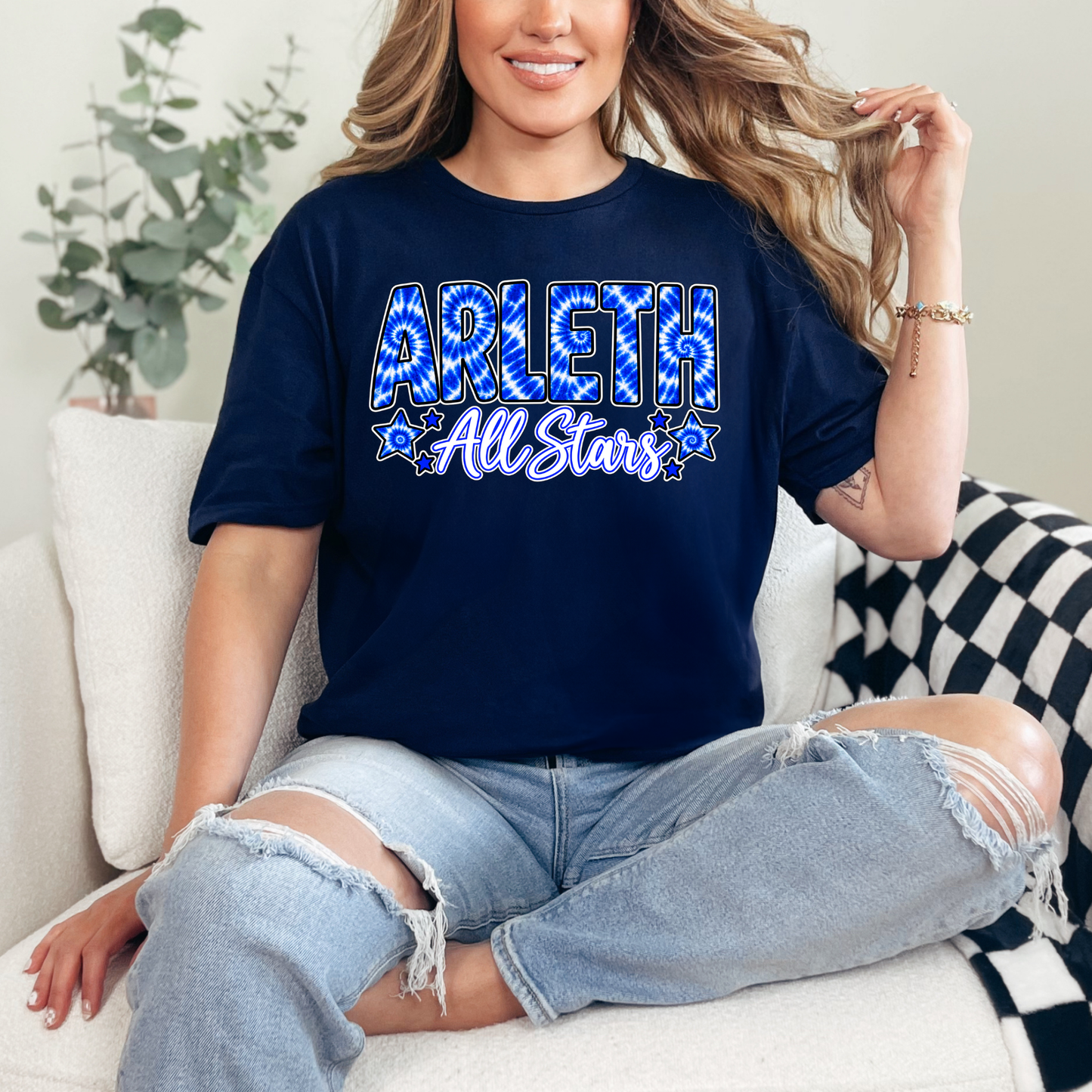 Arleth 004 - ARLETH All Stars tie dye design - Tee Shirt, Crew neck Sweatshirt, or Hooded Sweatshirt