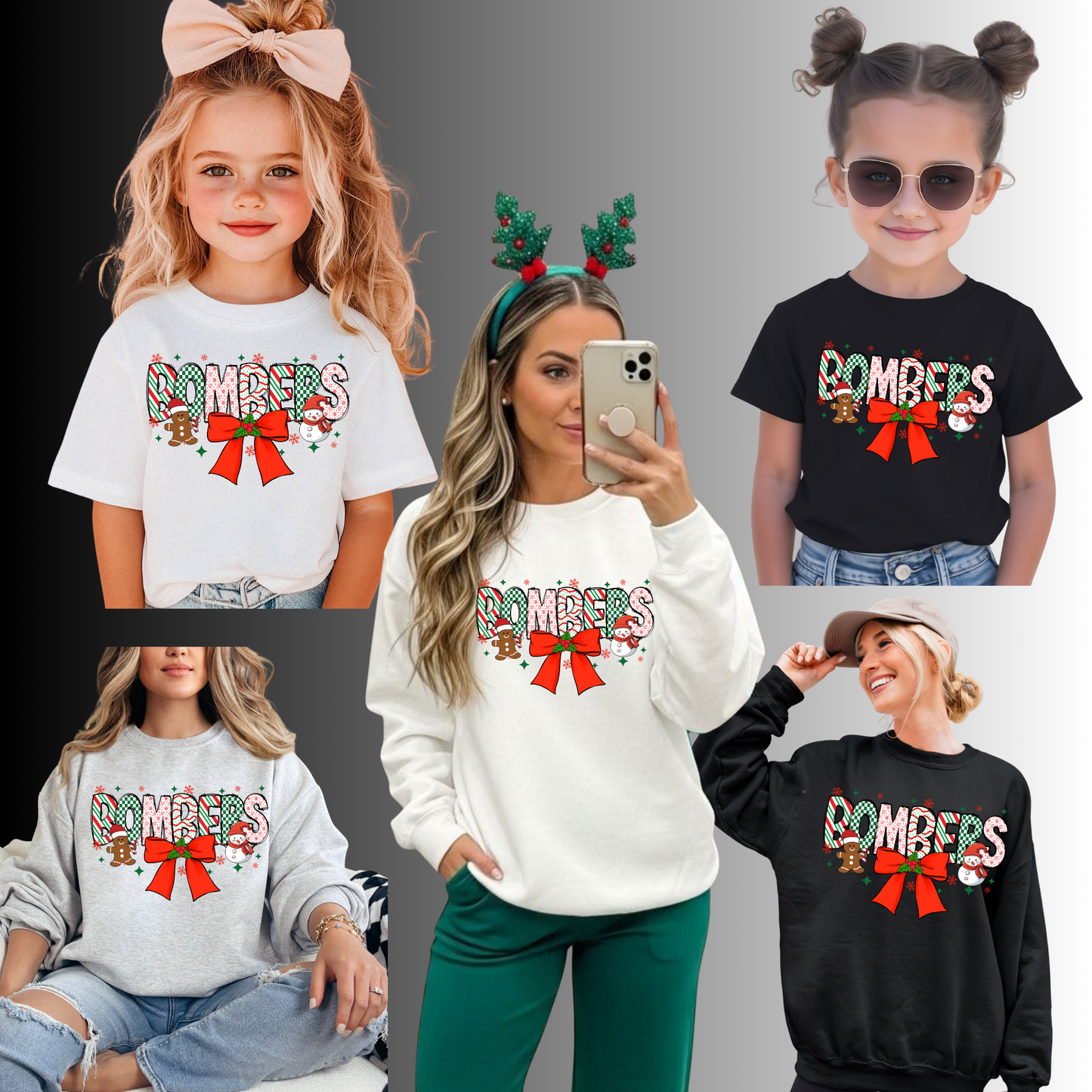 BGB 008 -BOMBERS holiday with bow- Tee- Shirt - Crewneck Sweatshirt or Hooded Sweatshirt