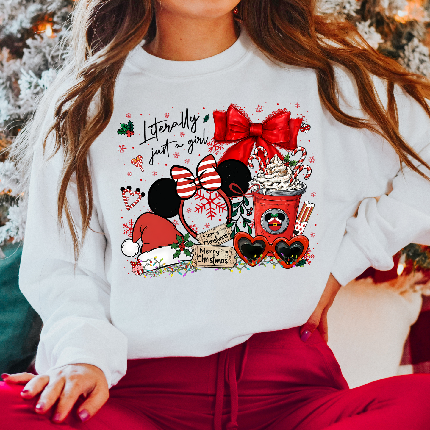 015 - Minnie Ears - Just a Girl - Tee-shirt - Crewneck or Hooded Sweatshirt