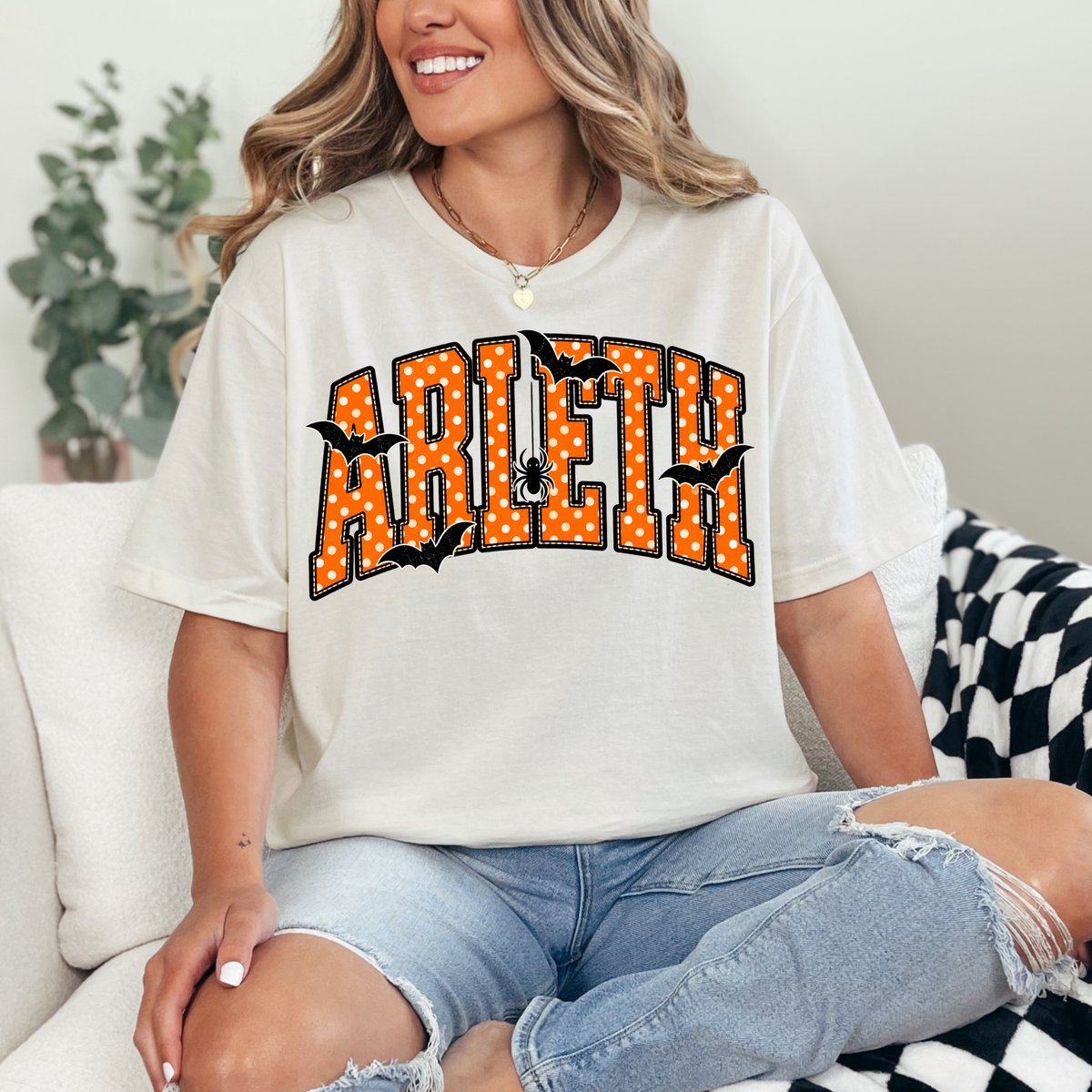Arleth 024 - ARLETH (Halloween polka dot design) Tee Shirt, Crew neck Sweatshirt, or Hooded Sweatshirt