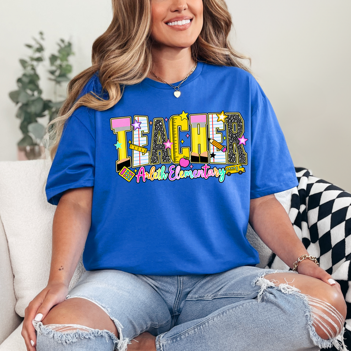 Arleth 029 - TEACHER Arleth Elementary Tee Shirt, Crew neck Sweatshirt, or Hooded Sweatshirt