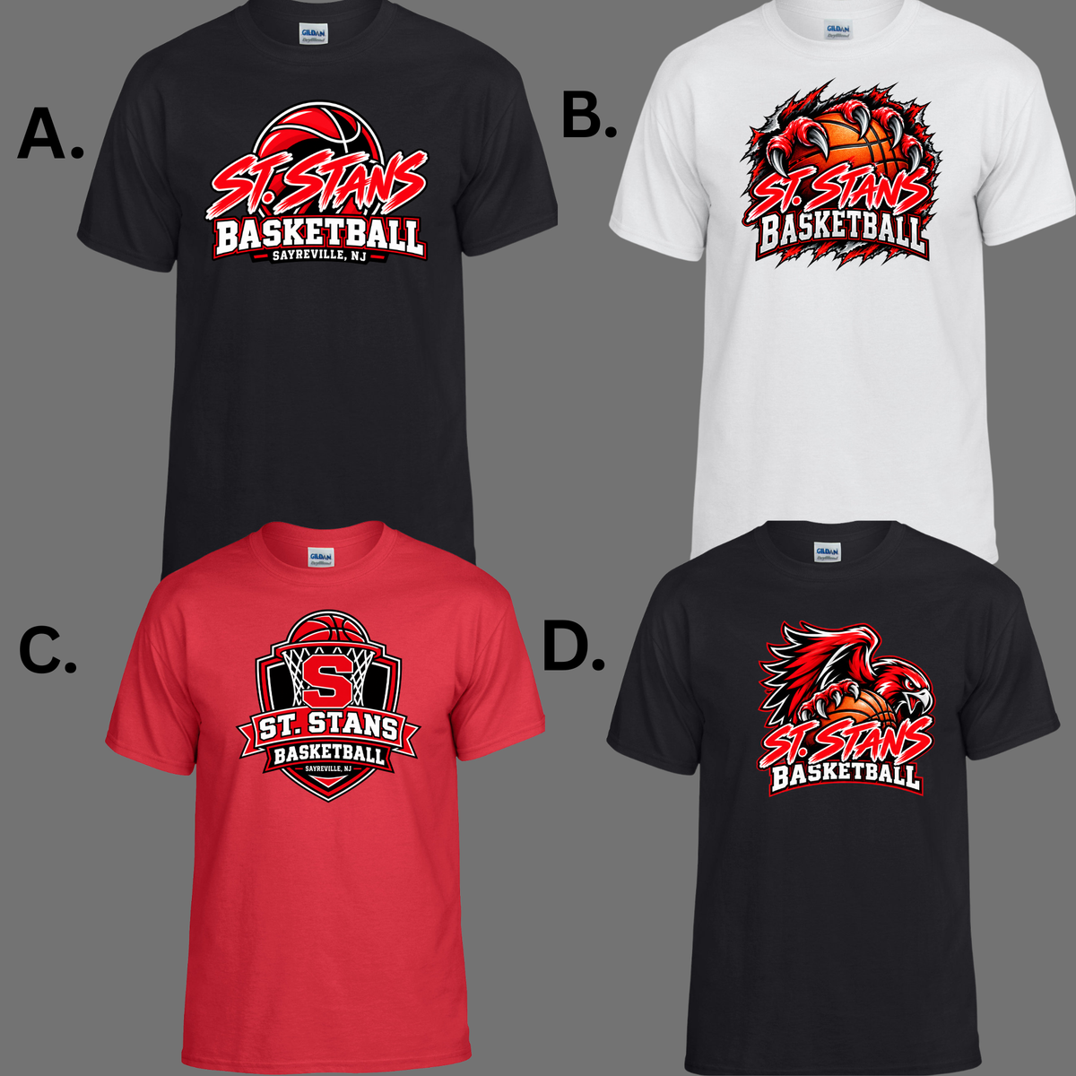 St. Stans Athletics 001 - BASKETBALL -  Soft style Tee Shirt