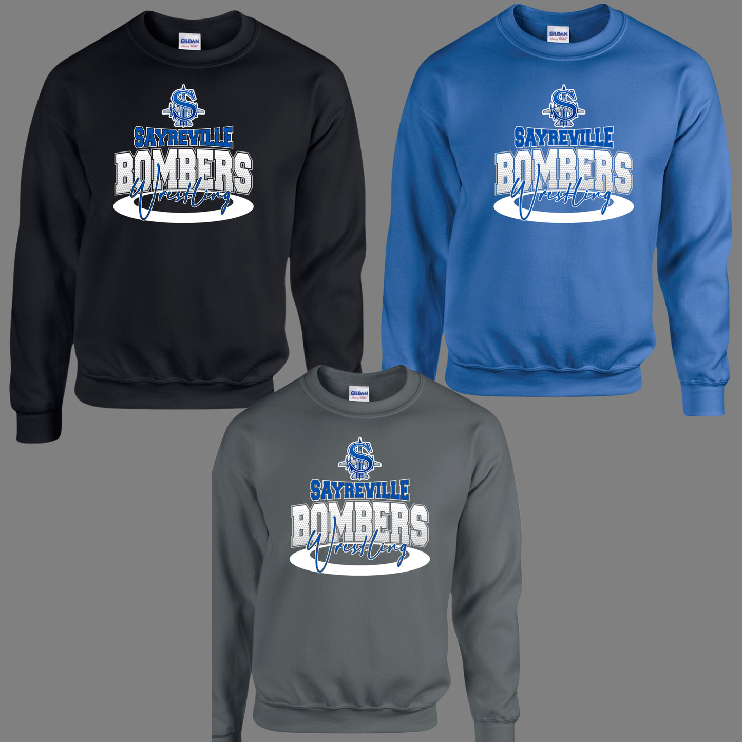 Wrestling 016 -SAYREVILLE BOMBERS WRESTLING - Tee- Shirt - Crewneck Sweatshirt or Hooded Sweatshirt