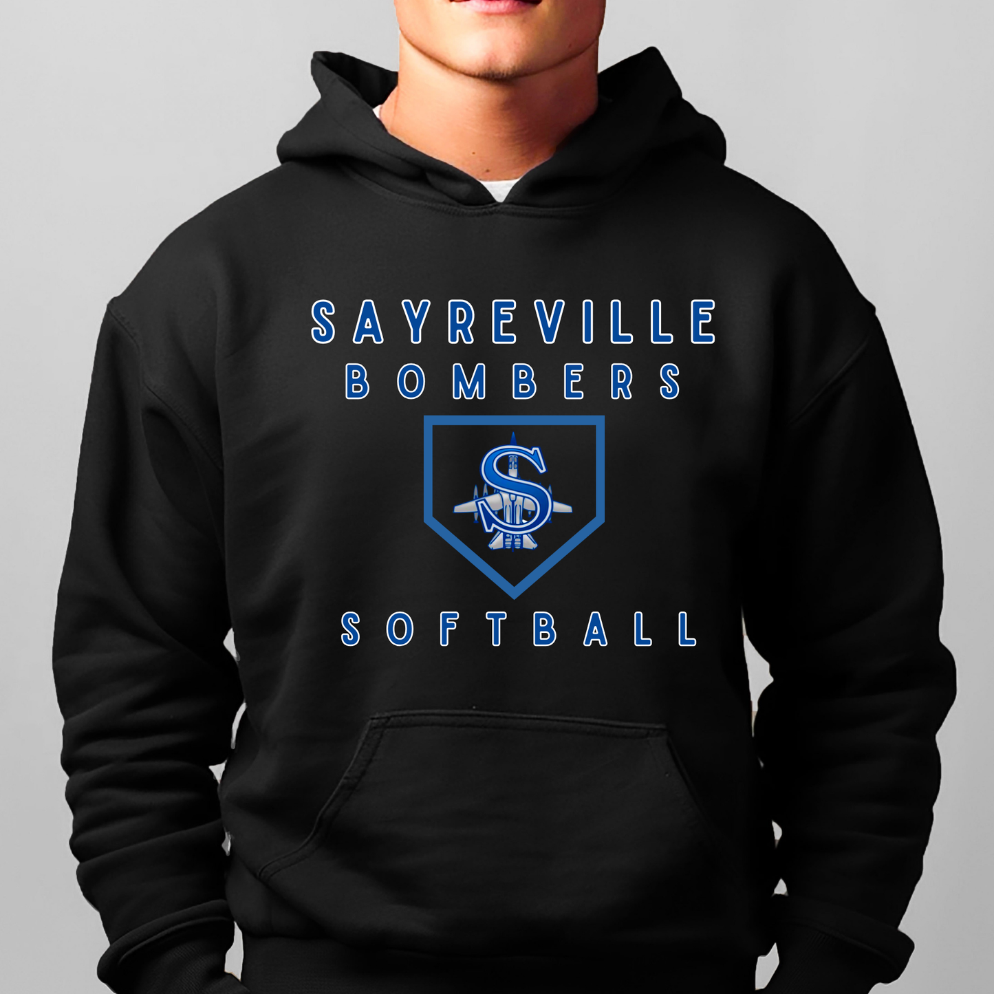 Softball 006 -Sayreville Bombers Softball - Heavy Blend - Fleece Hooded Sweatshirt