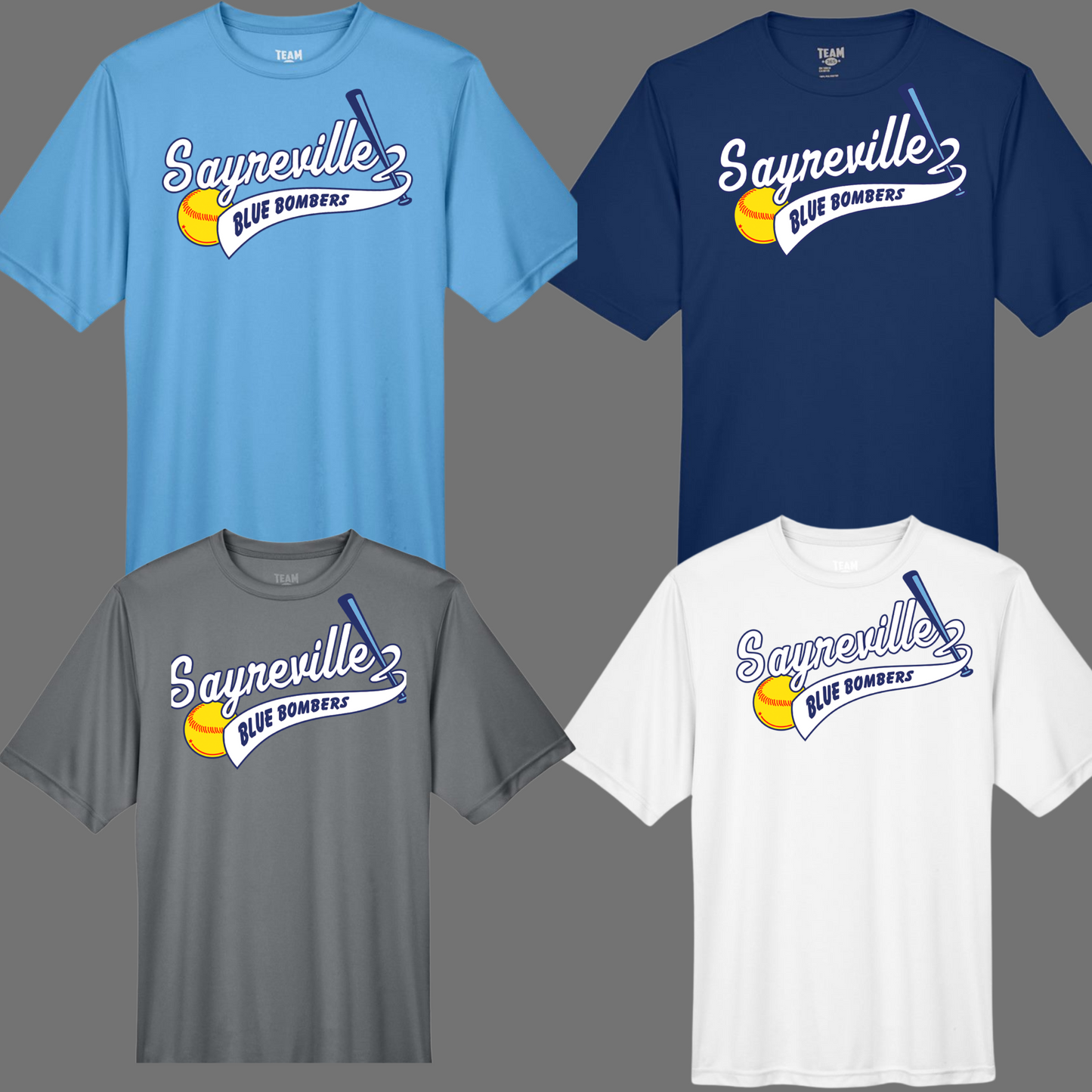 Blue Bombers 011- Team 365 Unisex Performance T-Shirt (Dri Fit) - Original Blue Bomber Logo