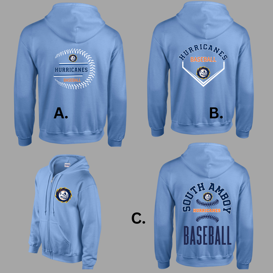Hurricanes 012 - Full Zip Up Hooded Sweatshirt (logo on front and back)