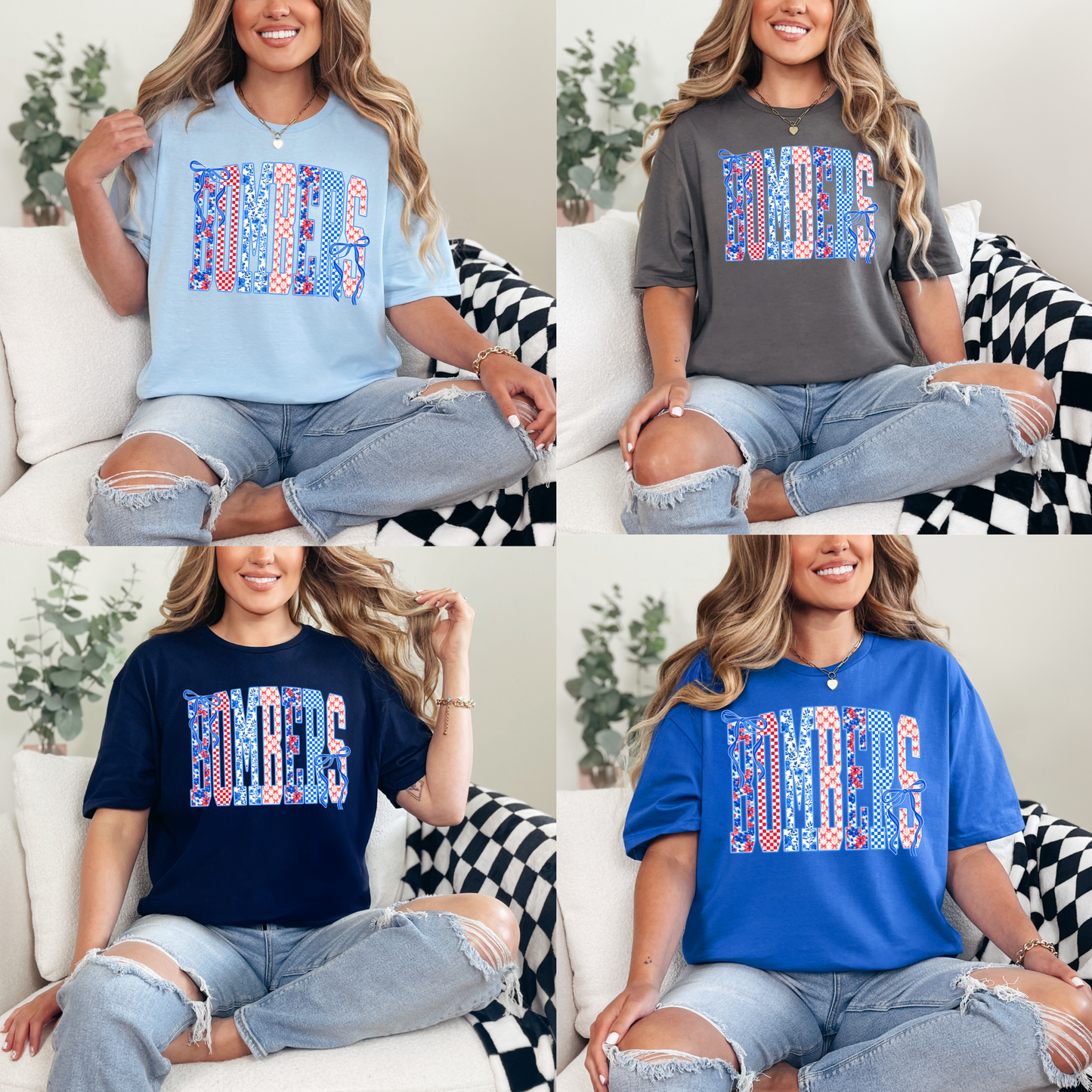 Baseball Mother's Day Collection - Bombers Red White Blue - (Tee- Shirt - Crewneck Sweatshirt or Hooded Sweatshirt)
