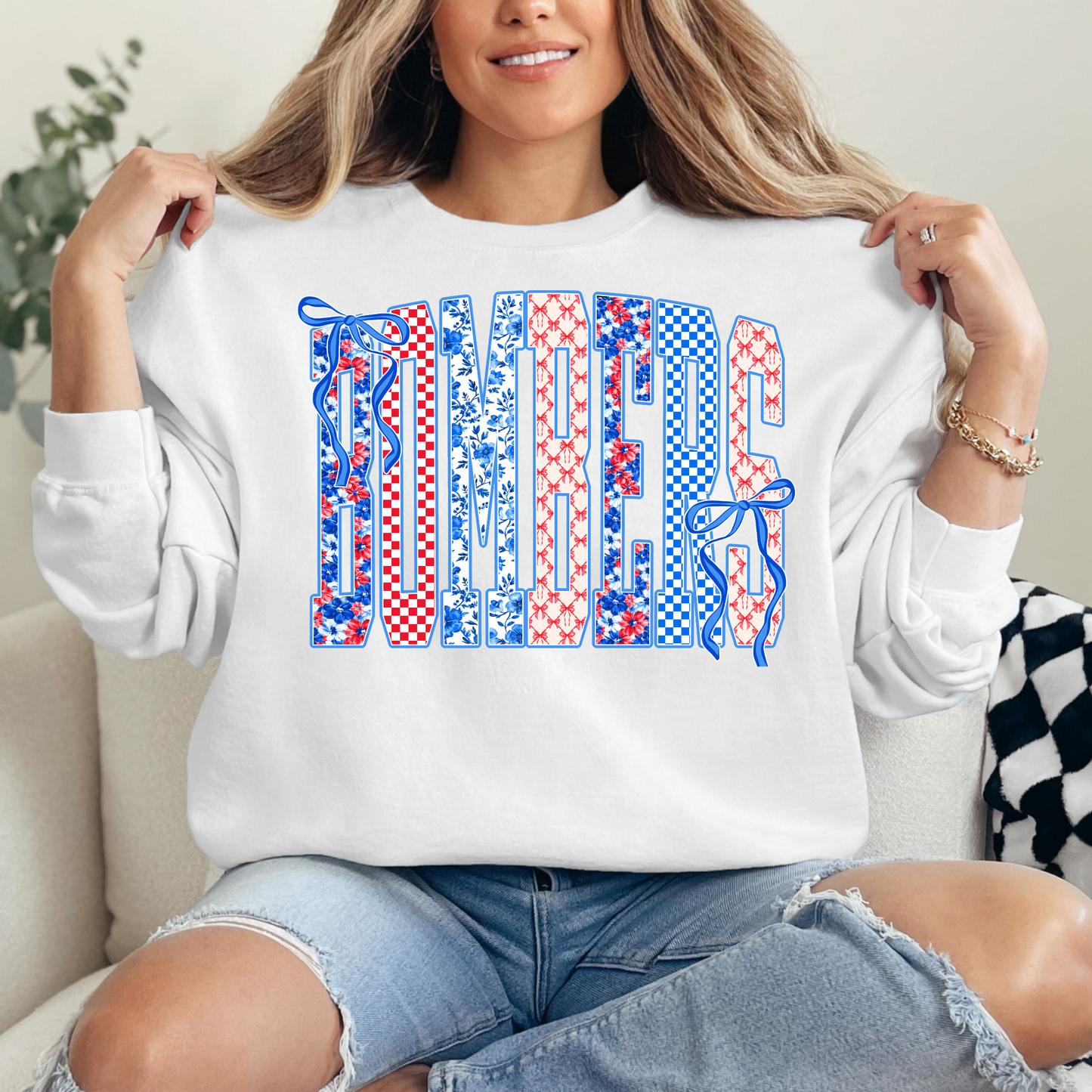 Baseball Mother's Day Collection - Bombers Red White Blue - (Tee- Shirt - Crewneck Sweatshirt or Hooded Sweatshirt)