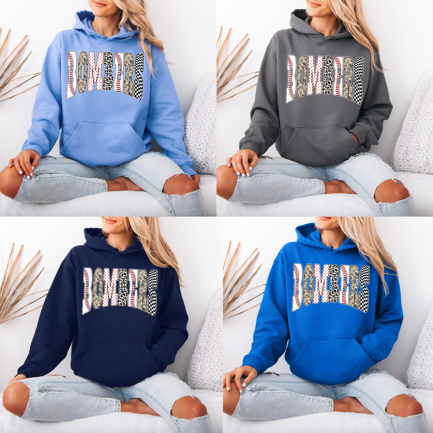 Baseball Mother's Day Collection - Baseball BOMBERS Wording- (Tee- Shirt - Crewneck Sweatshirt or Hooded Sweatshirt)