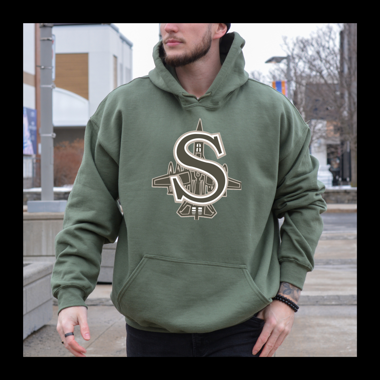 BBB - 014 - Military Green S LOGO - Tee-Shirt, Crewneck Sweatshirt or Hooded Sweatshirt