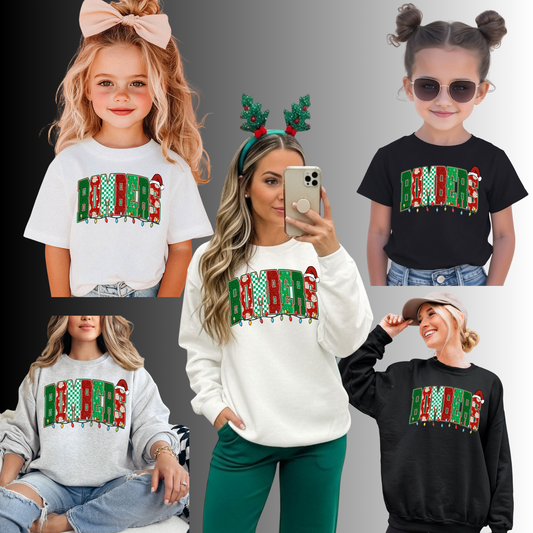 BGB 009 -BOMBERS with holiday lights- Tee- Shirt - Crewneck Sweatshirt or Hooded Sweatshirt