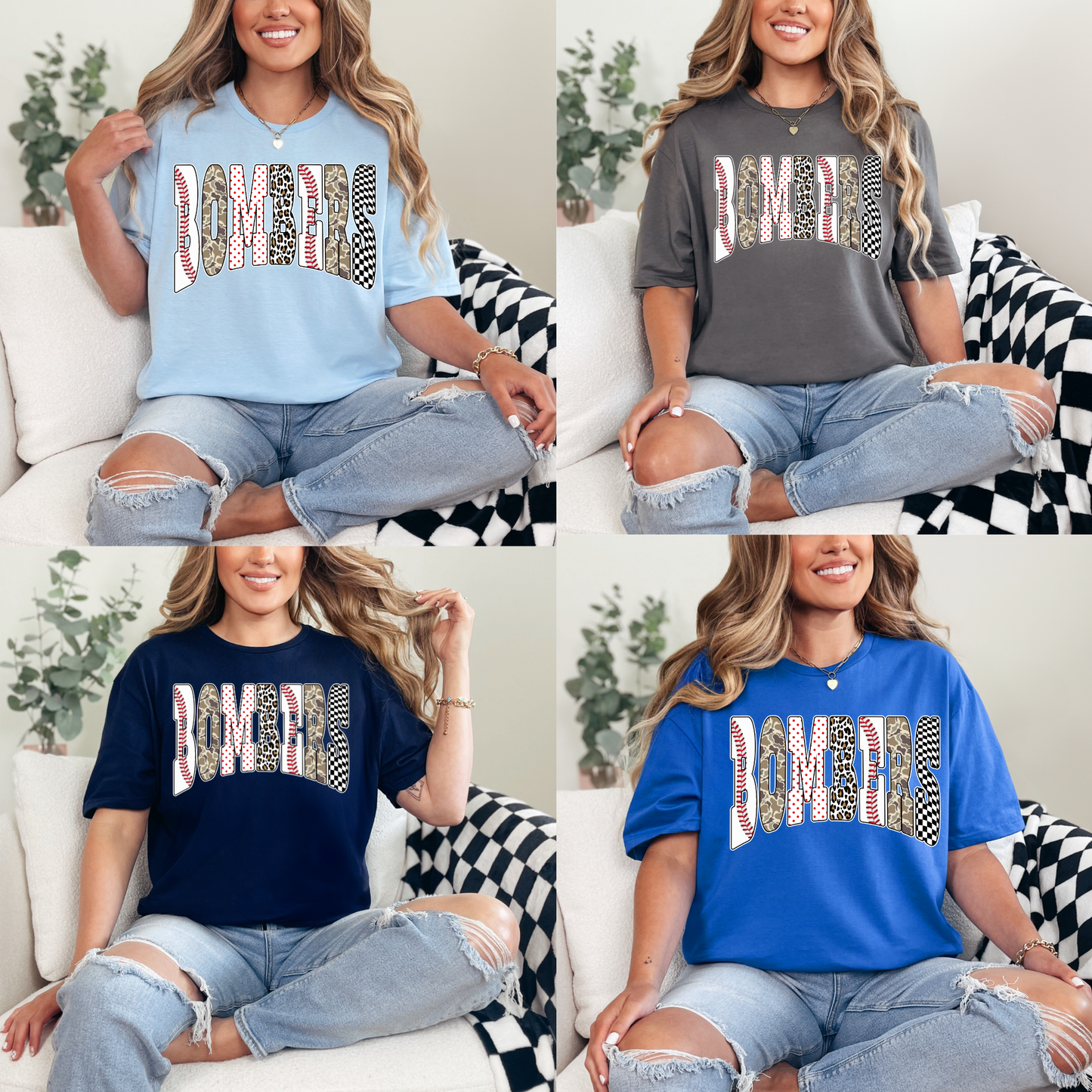 Baseball Mother's Day Collection - Baseball BOMBERS Wording- (Tee- Shirt - Crewneck Sweatshirt or Hooded Sweatshirt)