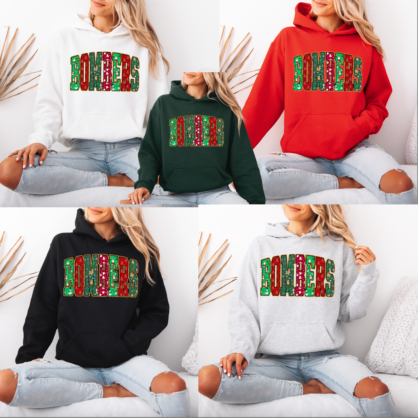 BGB 019 -BOMBERS Christmas design big letters - Tee- Shirt - Crewneck Sweatshirt or Hooded Sweatshirt