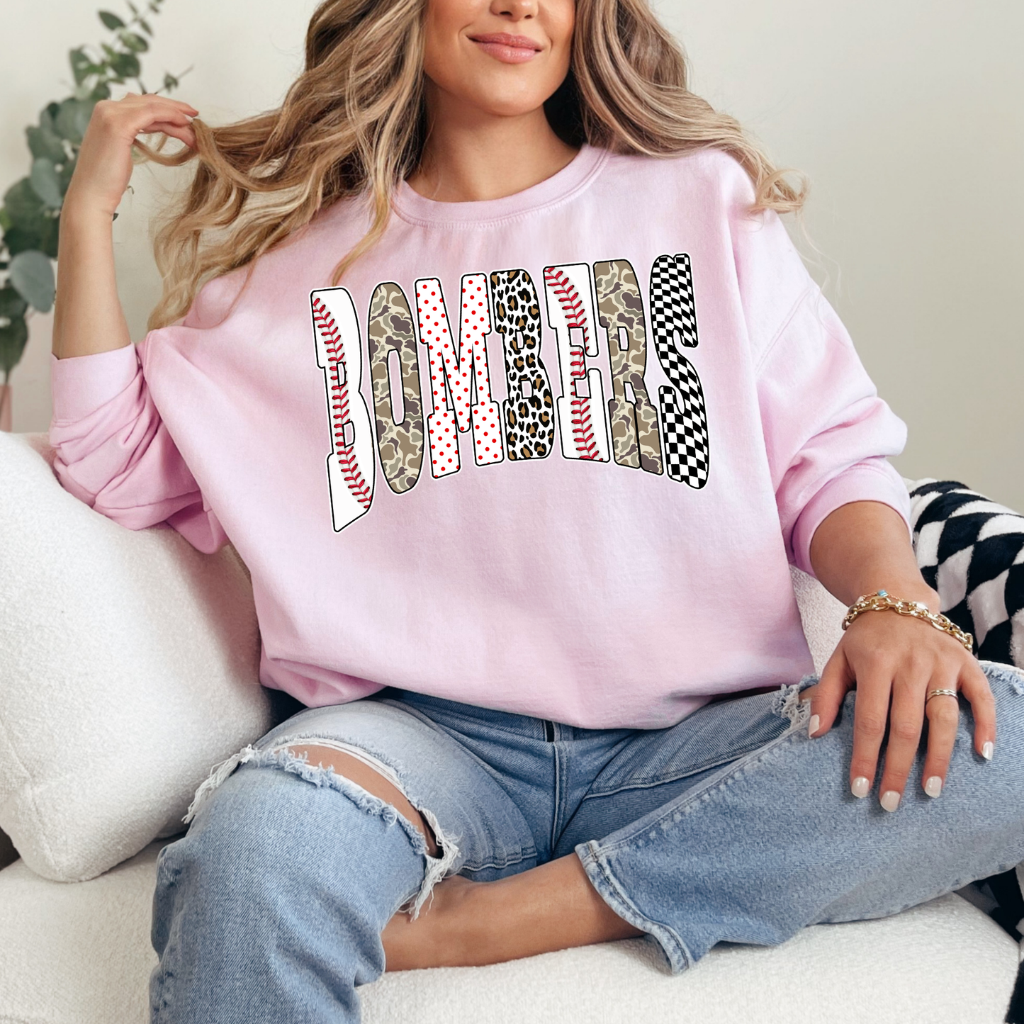 Baseball Mother's Day Collection - Baseball BOMBERS Wording- (Tee- Shirt - Crewneck Sweatshirt or Hooded Sweatshirt)