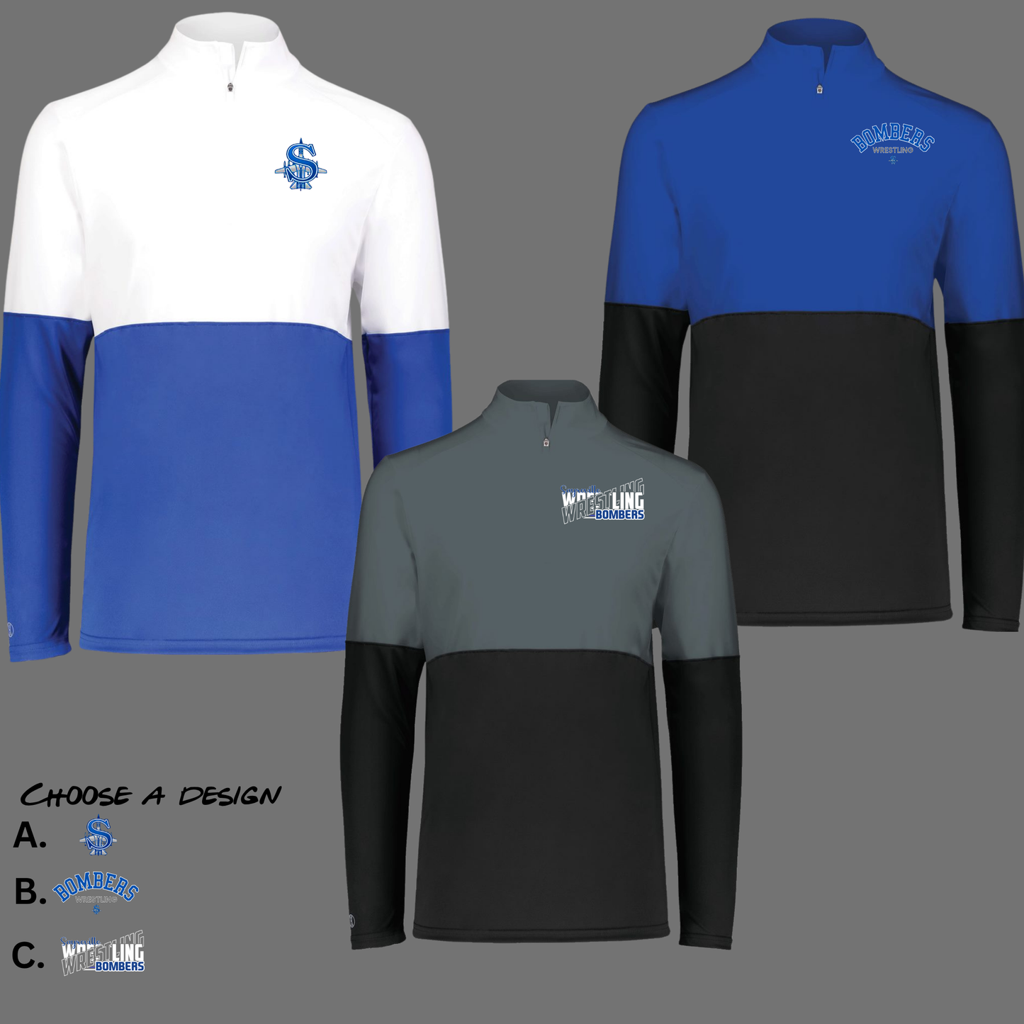 Wrestling 009 - 3/4 zip Color Block Performance Shirt - dri fit