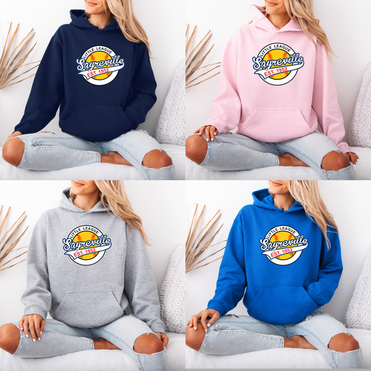 SLL - Sayreville Little SOFTBALL BALL design - Crewneck Sweatshirt or Hooded Sweatshirt or Tee Shirt