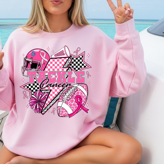 Soccer 032- TACKLE CANCER- Fleece Crewneck Sweatshirt