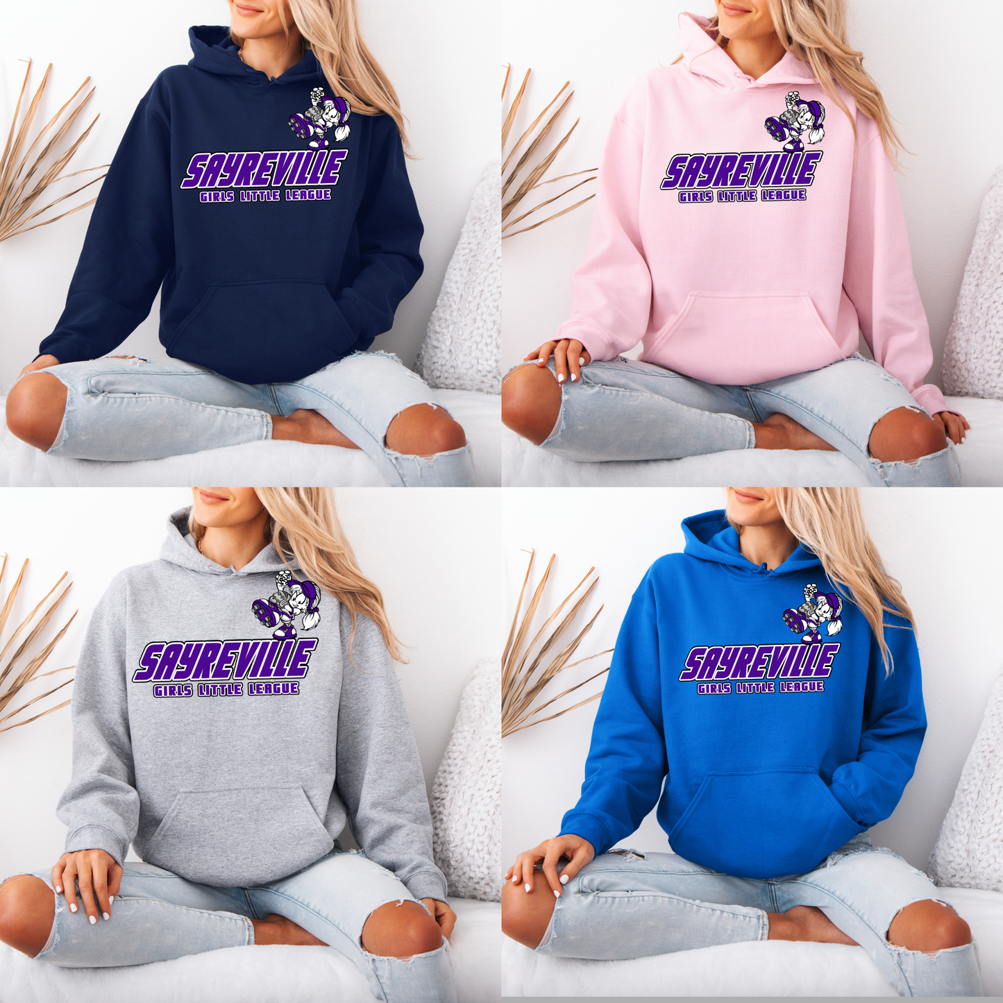 SLL - Sayreville Little SOFTBALL BALL PURPLE design - Crewneck Sweatshirt or Hooded Sweatshirt or Tee Shirt