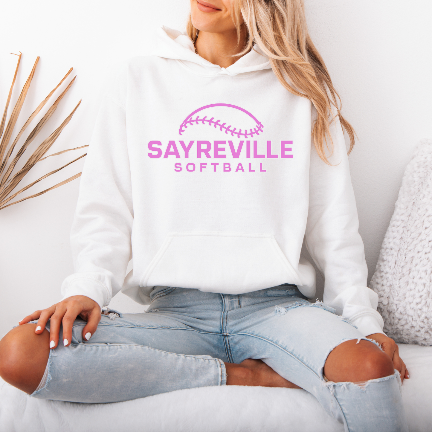 Softball 033 -Sayreville Softball PINK - Crewneck Sweatshirt or Hooded Sweatshirt or Tee Shirt