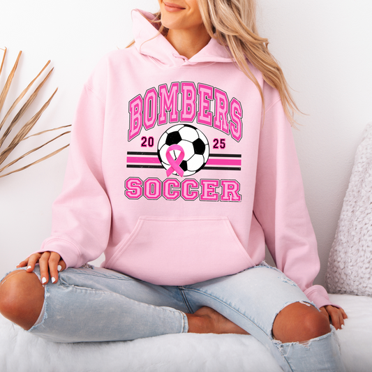 Soccer 011 -BOMBERS Soccer PINK OUT-Fleece Hooded Sweatshirt