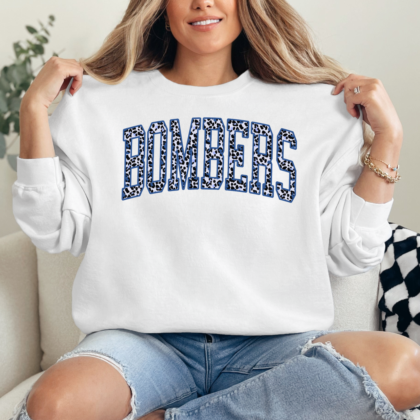 BBB -002- Bombers Blue Cheetah Print - Tee-Shirt, Crewneck Sweatshirt or Hooded Sweatshirt