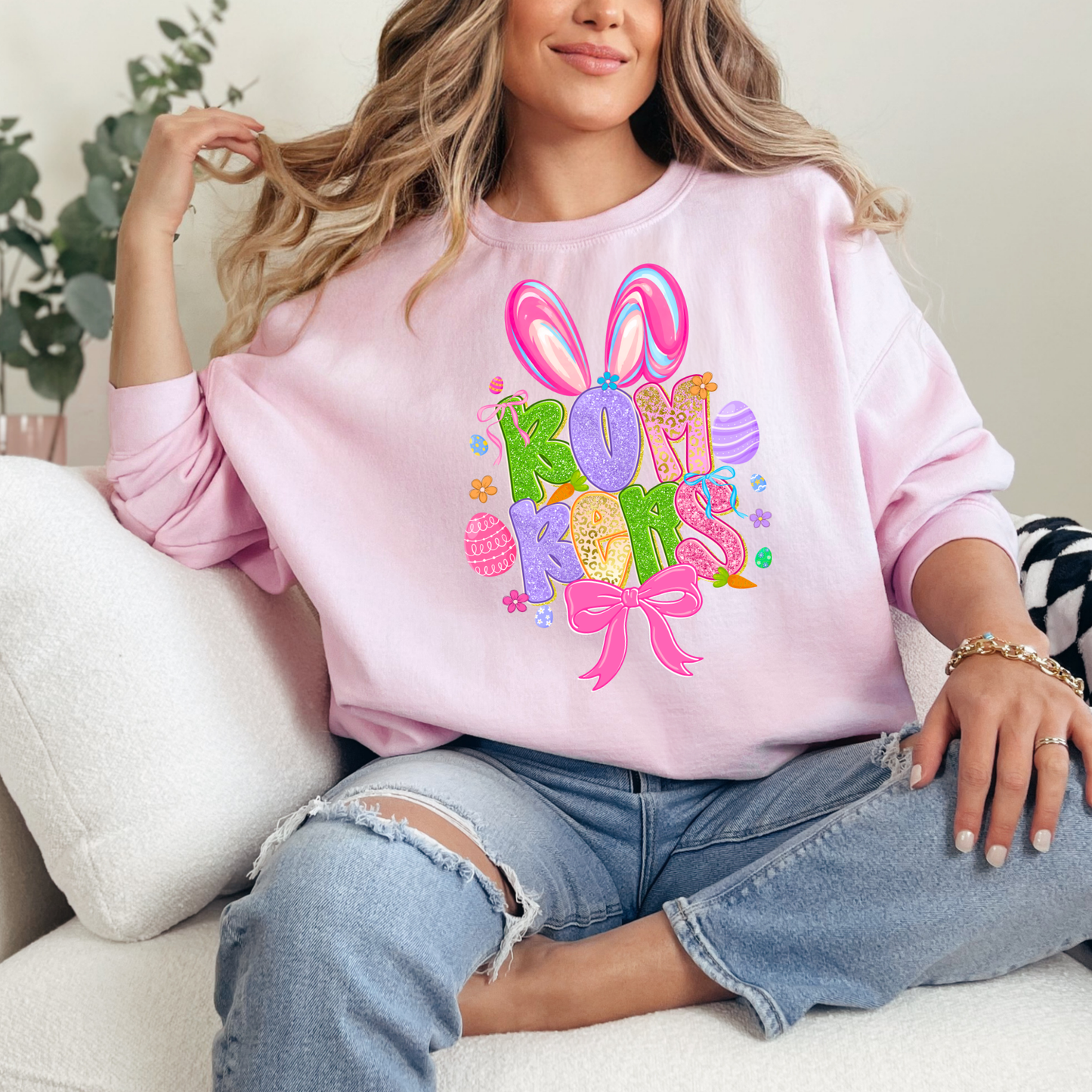 Softball 029- Bombers Easter Vibe with ears - Crewneck Sweatshirt or Hooded Sweatshirt or Tee Shirt