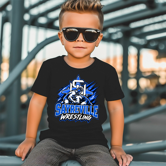 Rec Wrestling 013 - Sayreville Wrestling (wrestlers design)- Tee Shirt, Crew neck Sweatshirt, or Hooded Sweatshirt