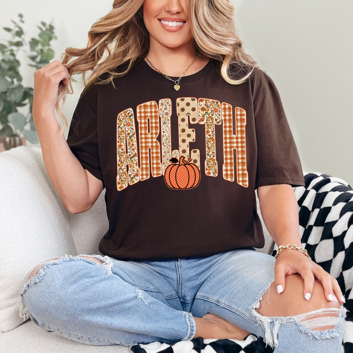 Arleth 028 - Arleth Fall Pumpkin - Tee Shirt, Crew neck Sweatshirt, or Hooded Sweatshirt