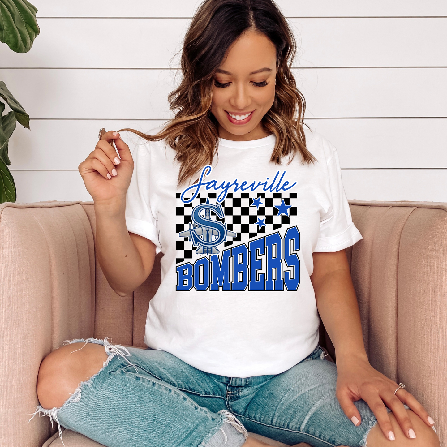 Volleyball 030 BOMBERS - SAYREVILLE BOMBERS CHECKERED - Tee shirt