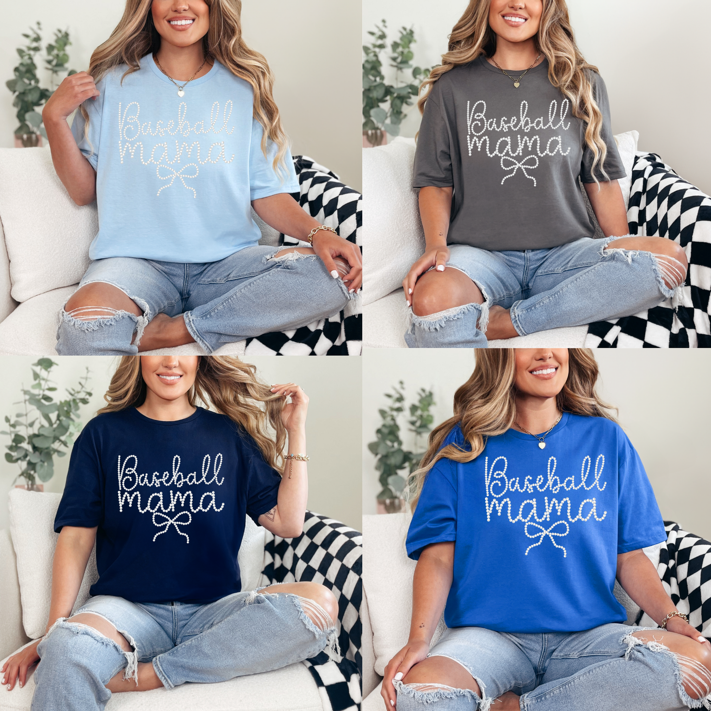 Baseball Mother's Day Collection - Baseball Mama Pearls - (Tee- Shirt - Crewneck Sweatshirt or Hooded Sweatshirt)