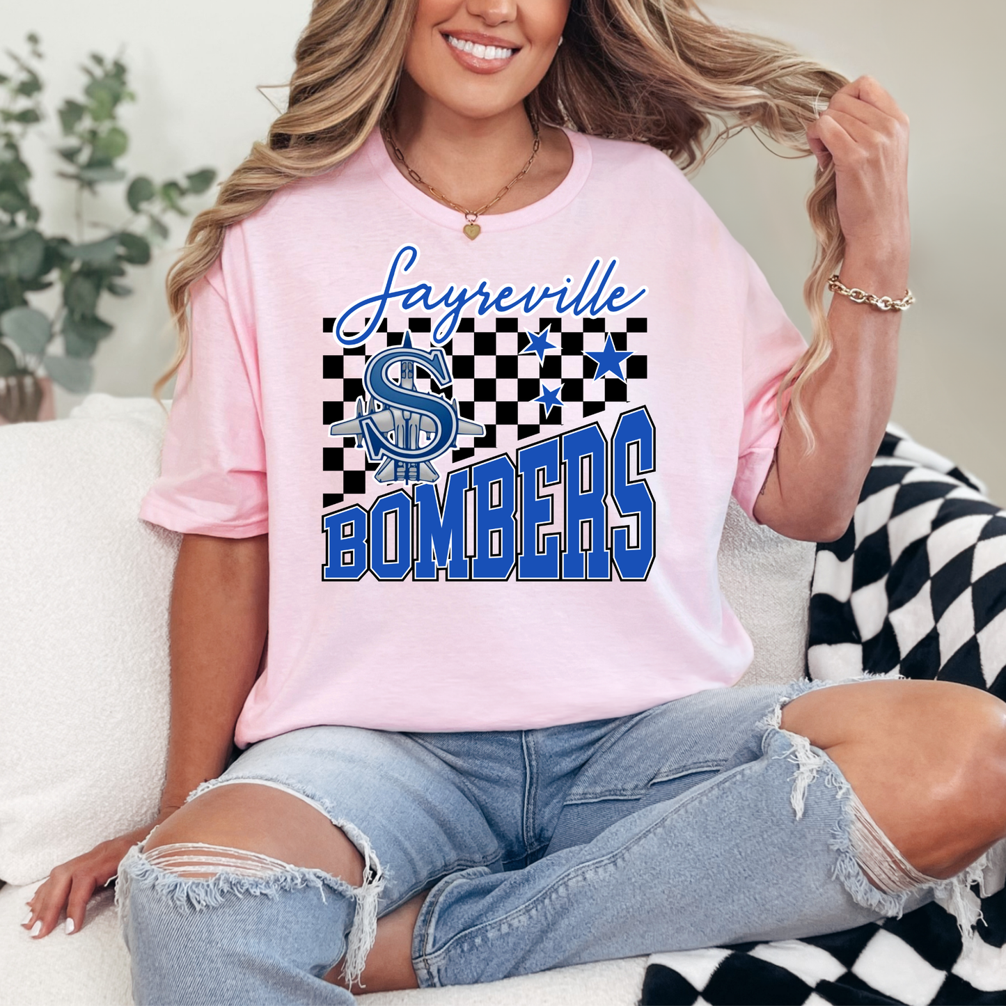 Volleyball 030 BOMBERS - SAYREVILLE BOMBERS CHECKERED - Tee shirt