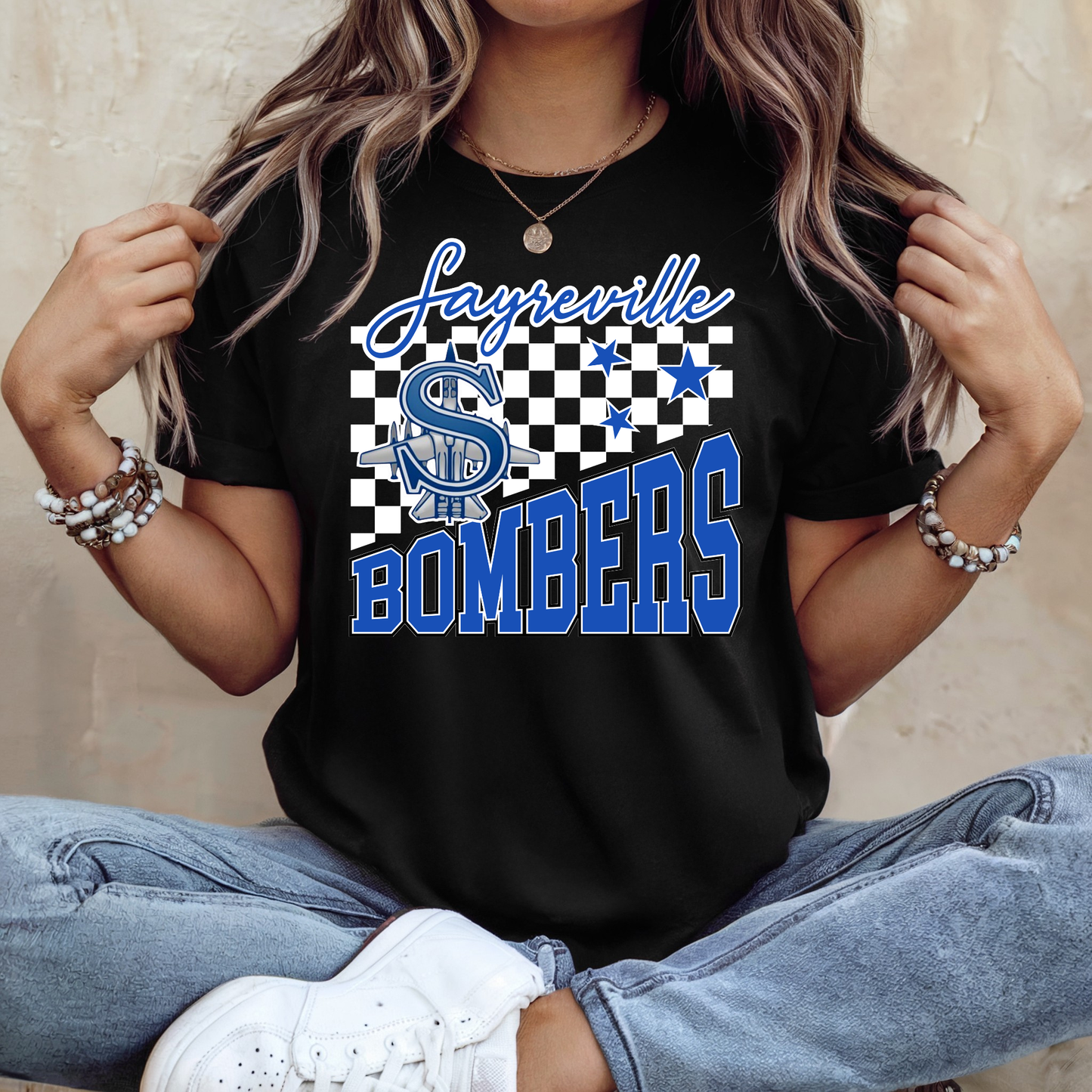 Volleyball 030 BOMBERS - SAYREVILLE BOMBERS CHECKERED - Tee shirt