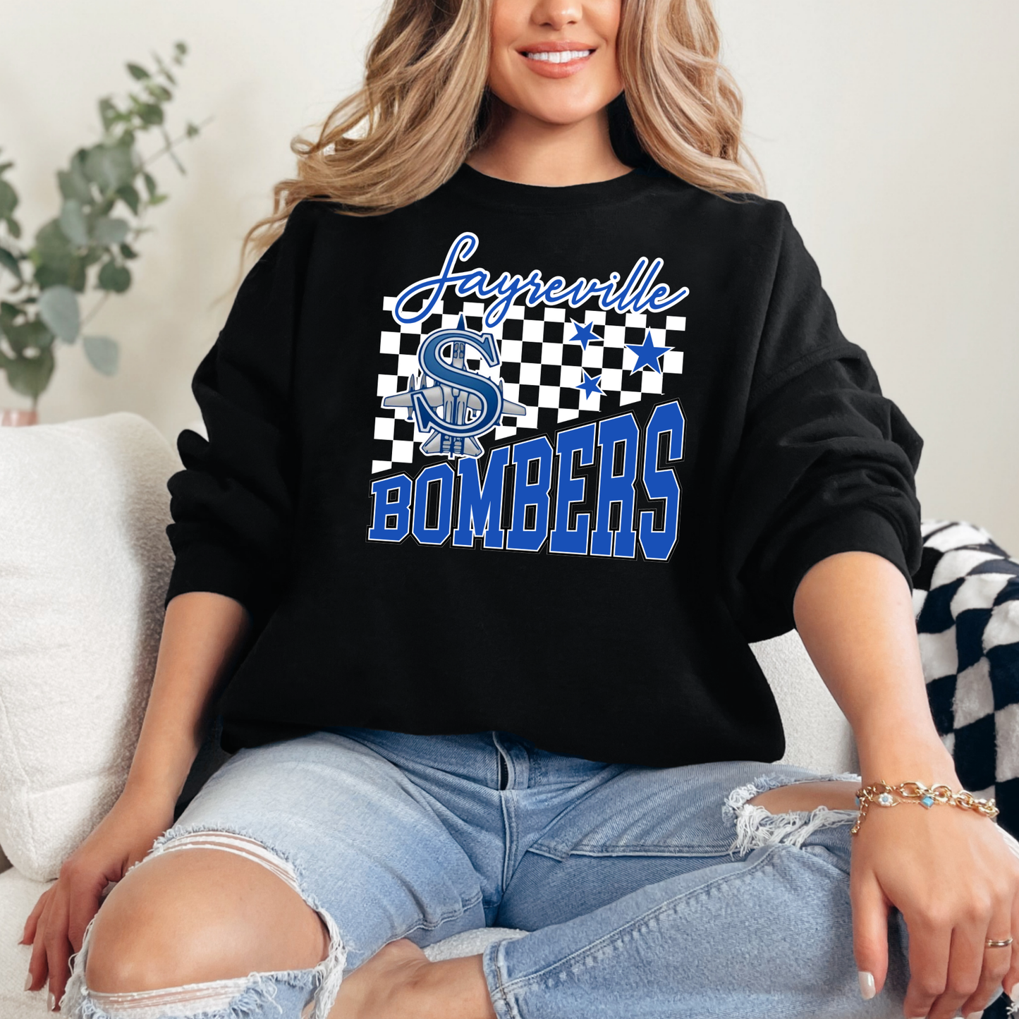 Volleyball 036-SAYREVILLE BOMBER CHECKERED CREW NECK