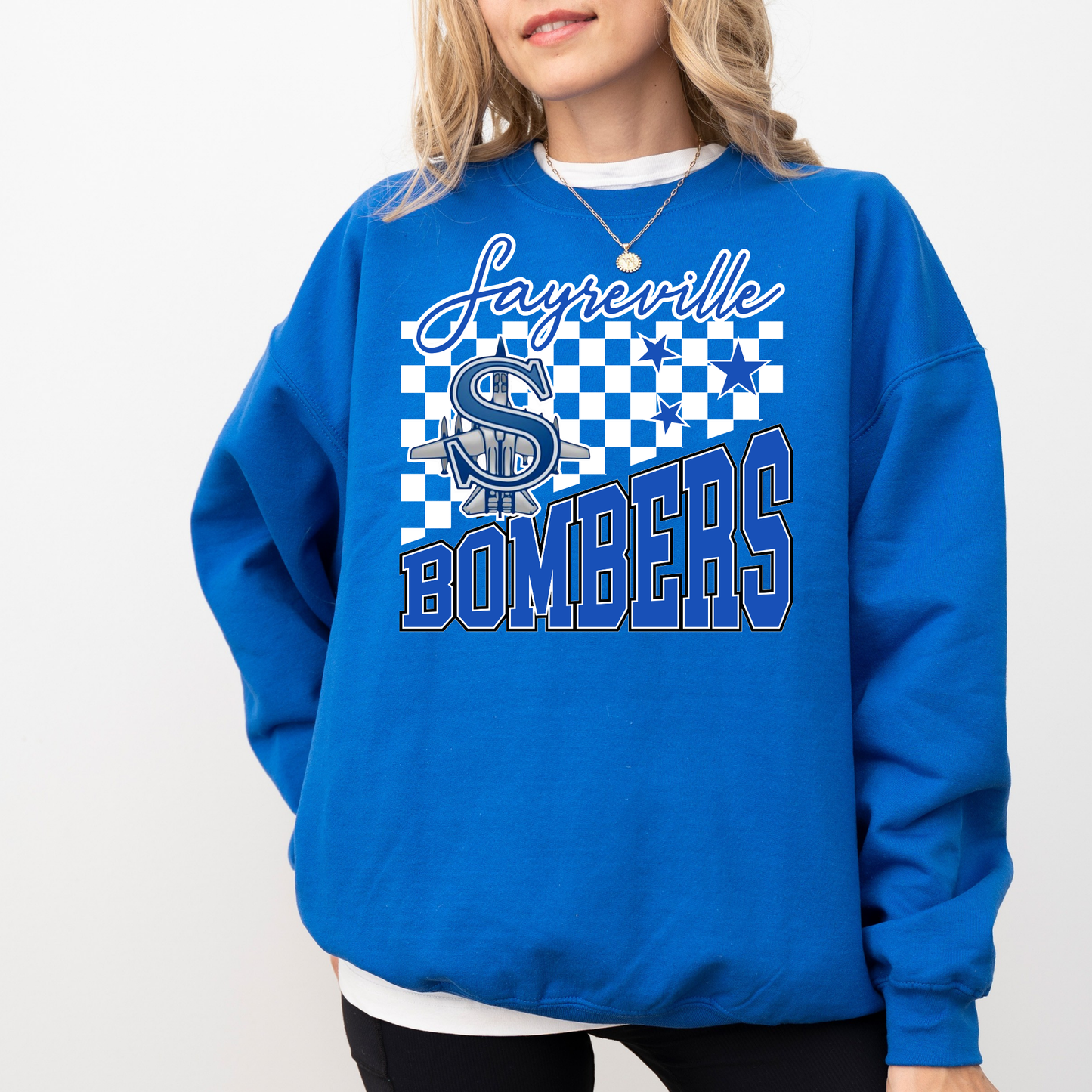 Volleyball 036-SAYREVILLE BOMBER CHECKERED CREW NECK