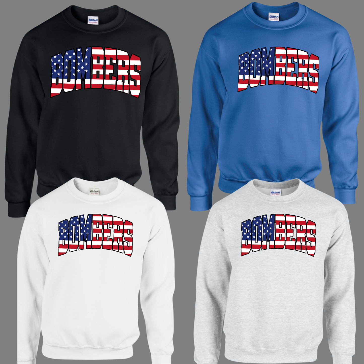Wrestling 019- BOMBERS (Red/White/Blue) Design - Tee- Shirt - Crewneck Sweatshirt or Hooded Sweatshirt
