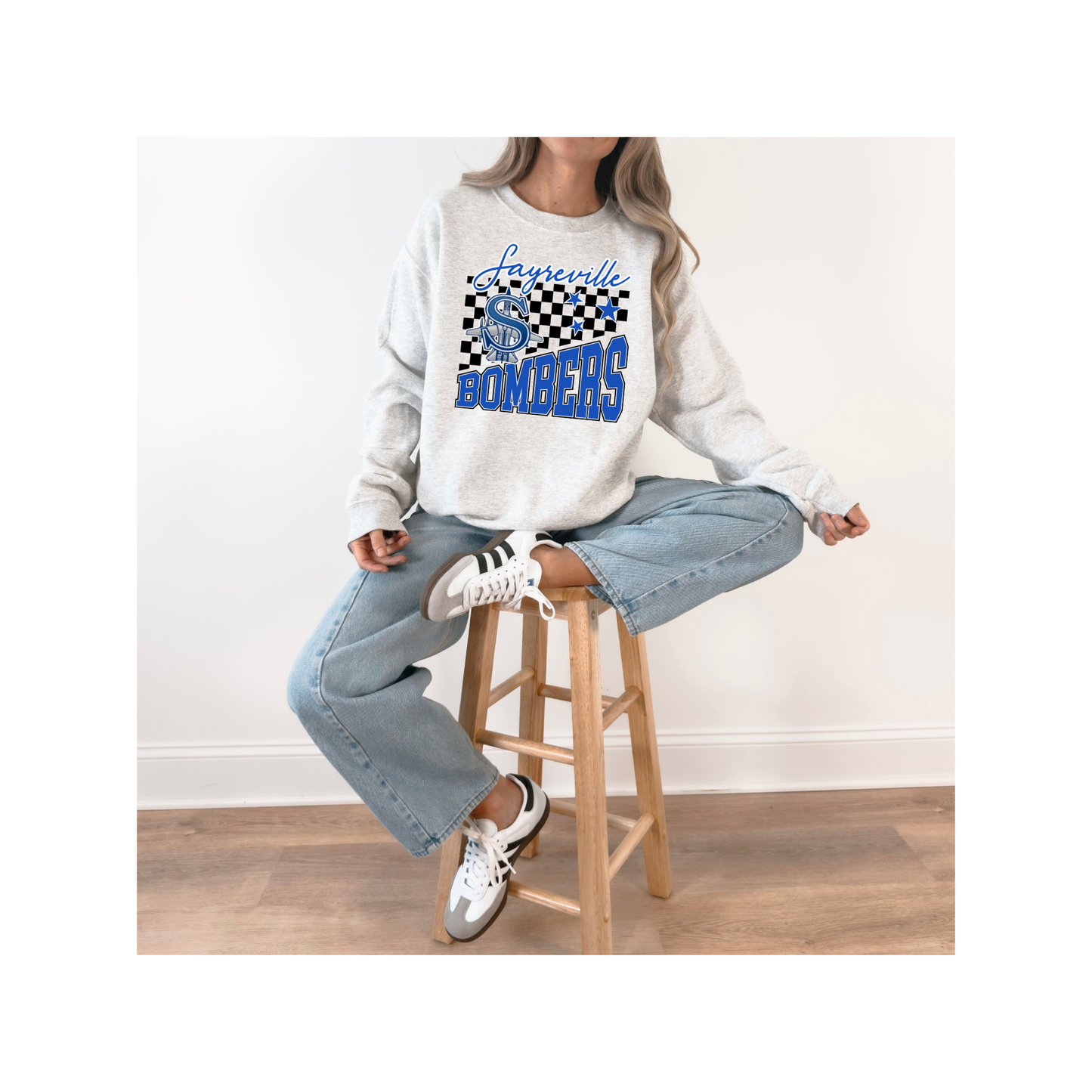 Volleyball 036-SAYREVILLE BOMBER CHECKERED CREW NECK