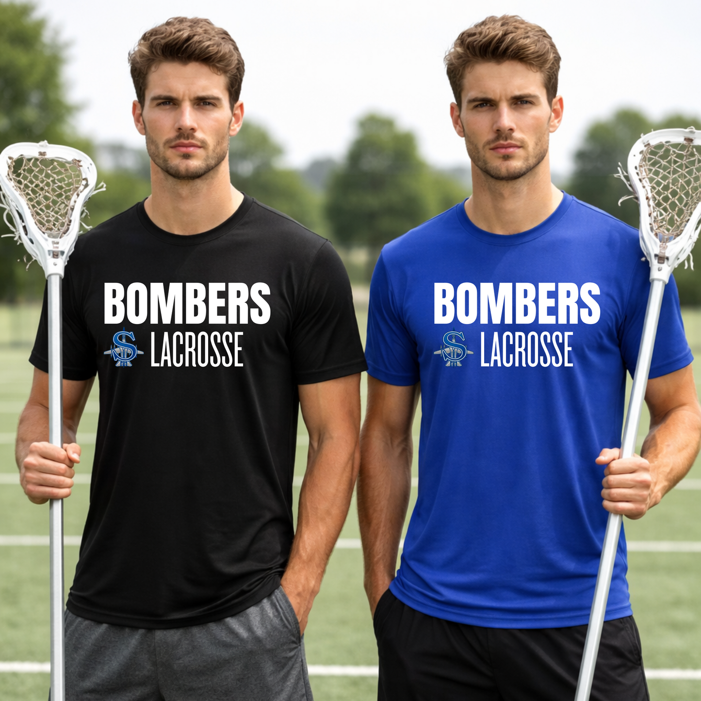 LAX- Bomber Lacrosse (white)- Crewneck Sweatshirt or Hooded Sweatshirt or Tee Shirt