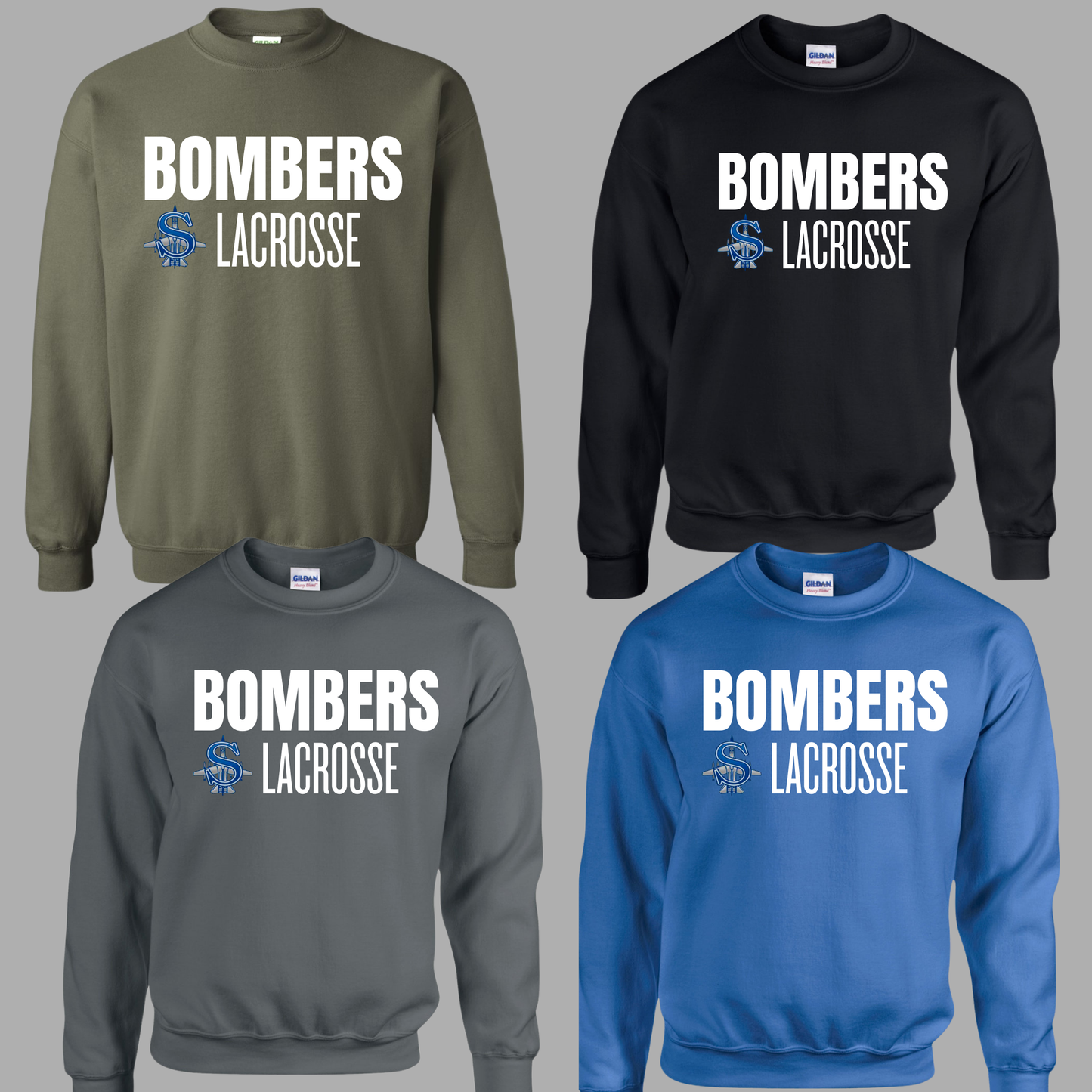 LAX- Bomber Lacrosse (white)- Crewneck Sweatshirt or Hooded Sweatshirt or Tee Shirt