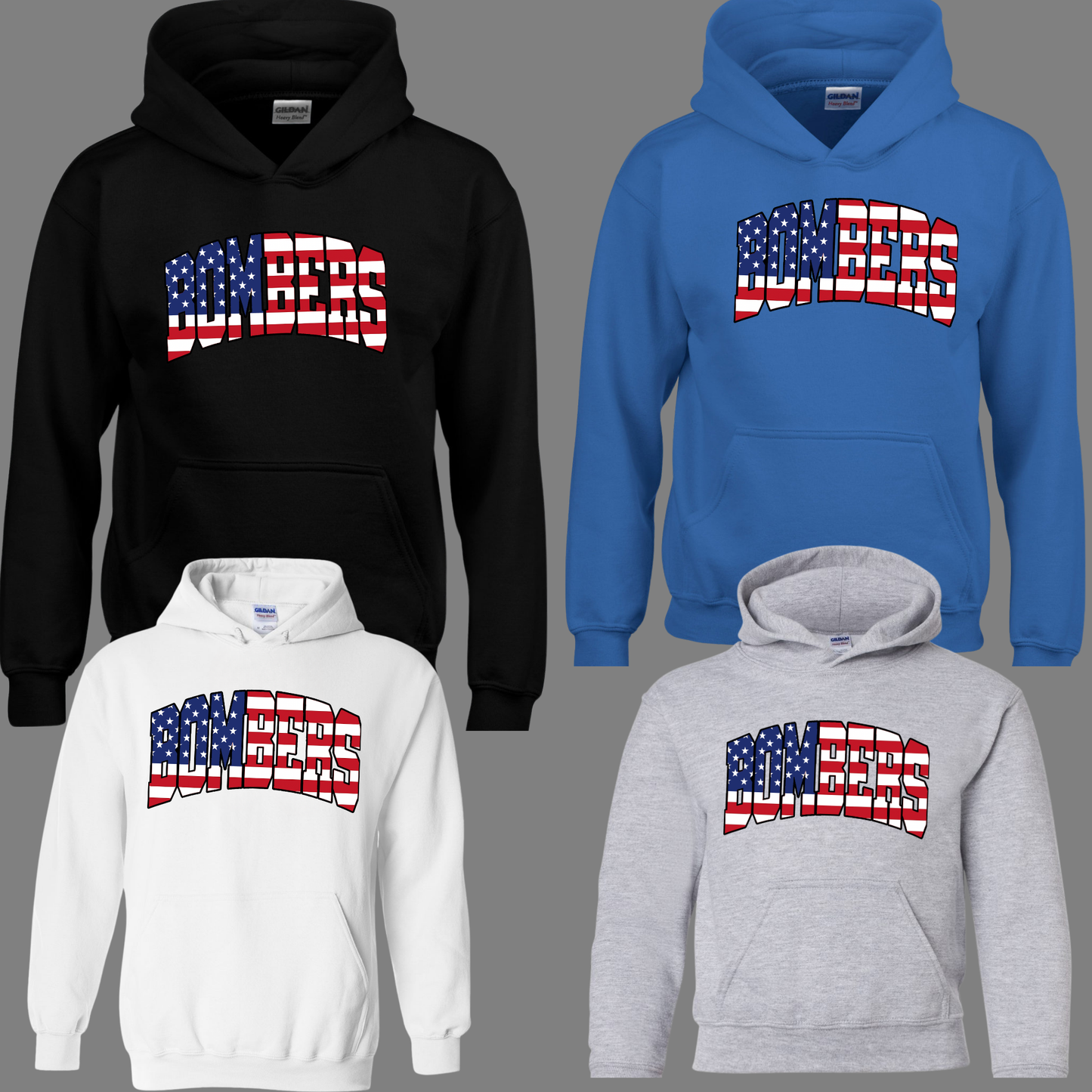 Wrestling 019- BOMBERS (Red/White/Blue) Design - Tee- Shirt - Crewneck Sweatshirt or Hooded Sweatshirt