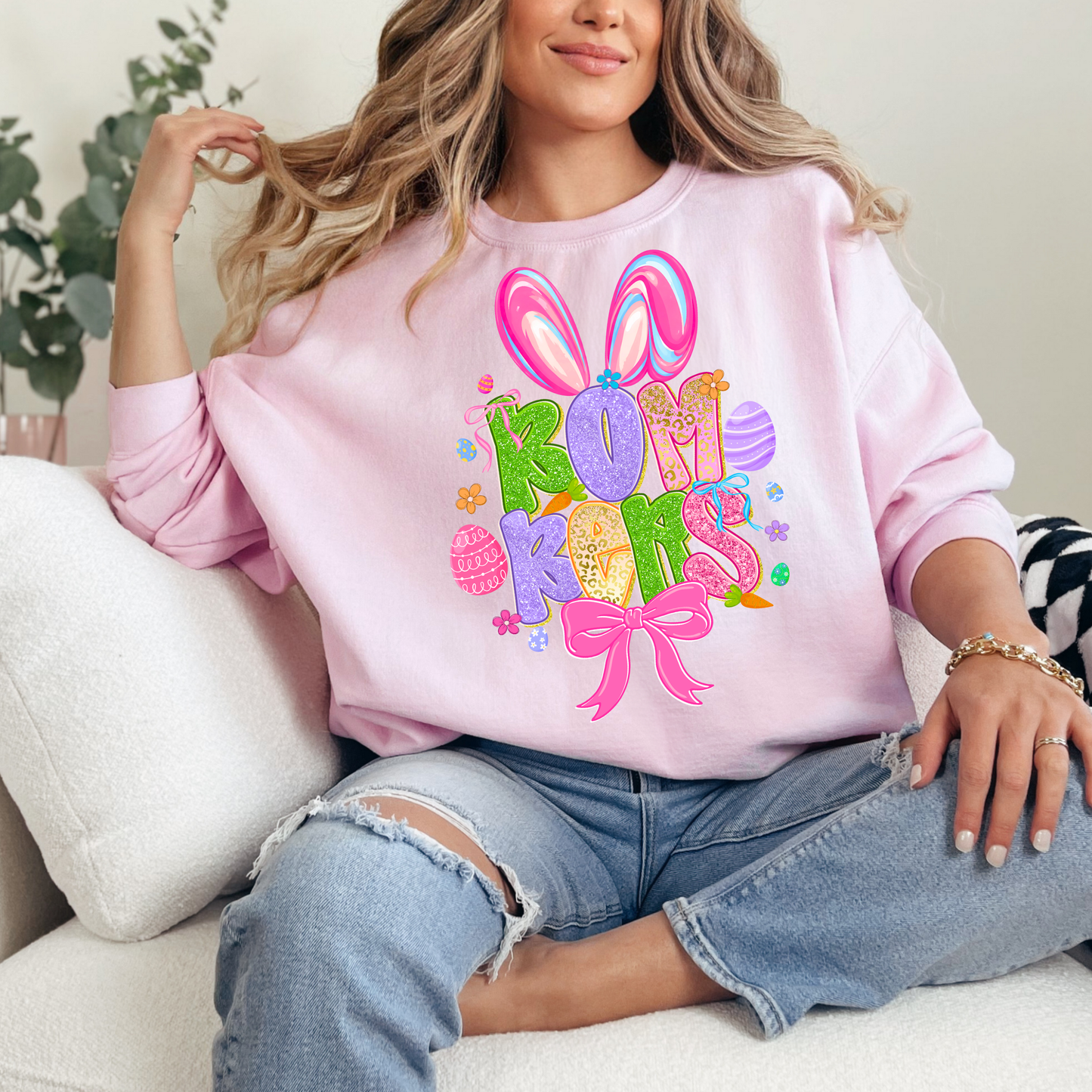 BOMBERS bunny ear wording- Crewneck Sweatshirt or Hooded Sweatshirt or Tee Shirt