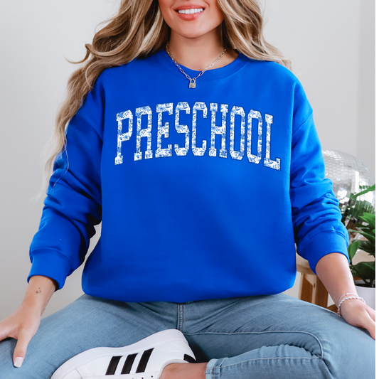 Preschool - Blue Floral design- Tee-shirt - Crewneck or Hooded Sweatshirt