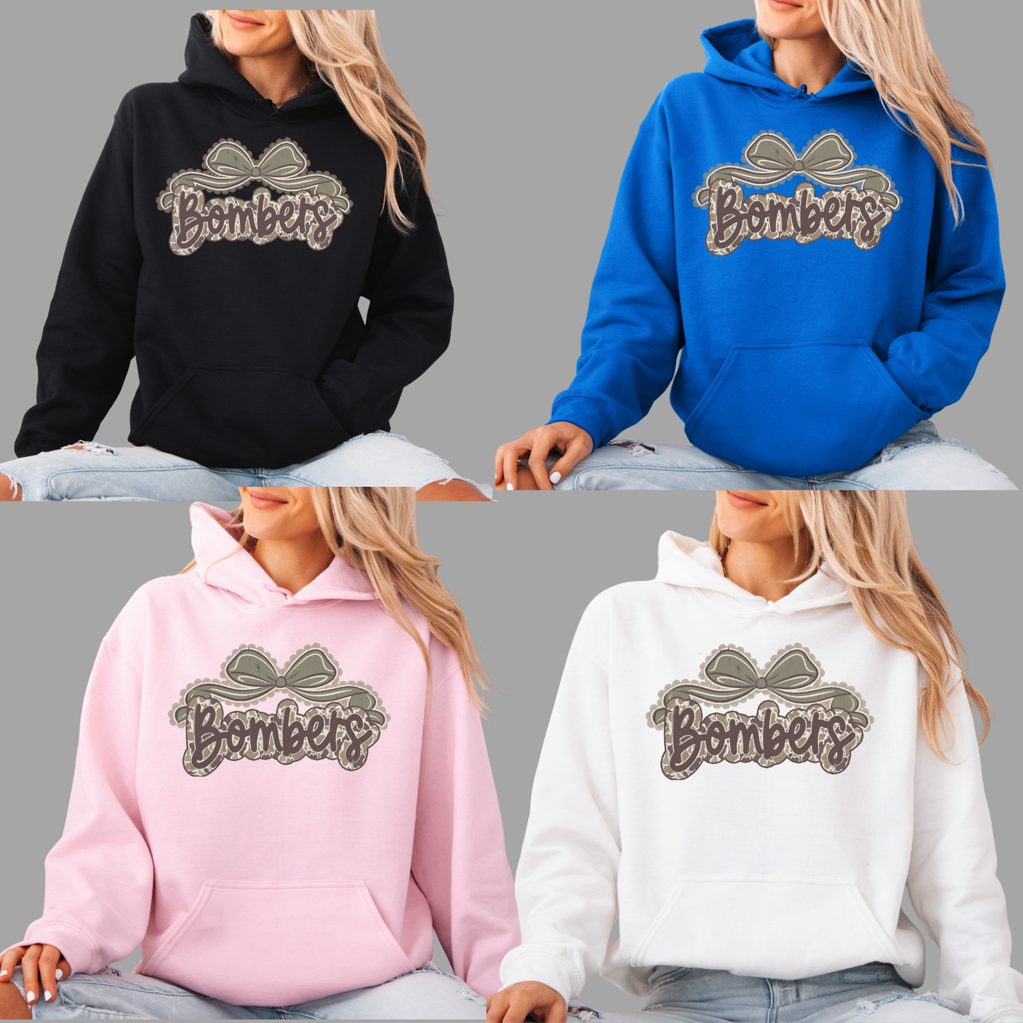 Wrestling 013 - BOMBERS CAMO w/BOW - Tee- Shirt - Crewneck Sweatshirt or Hooded Sweatshirt