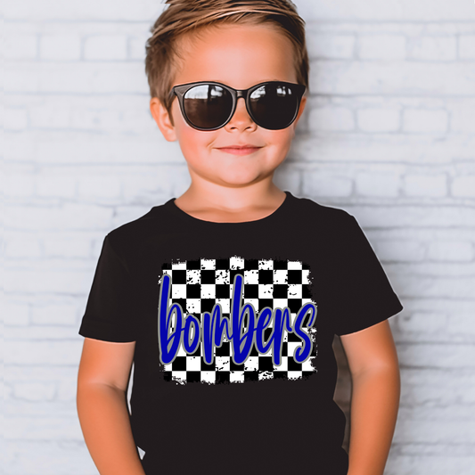 Soccer 024- BOMBERS script Checkered- Tee shirt