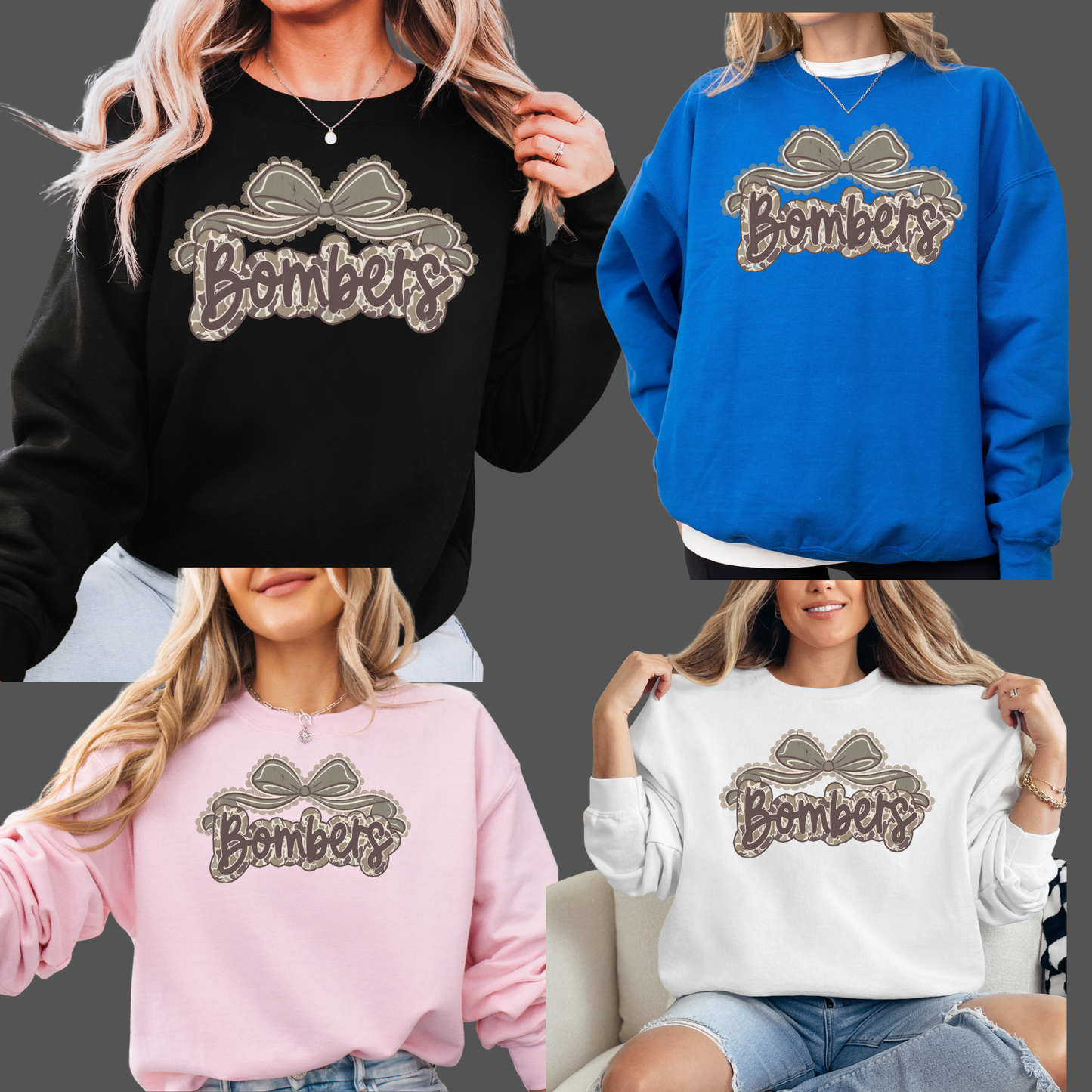 Wrestling 013 - BOMBERS CAMO w/BOW - Tee- Shirt - Crewneck Sweatshirt or Hooded Sweatshirt
