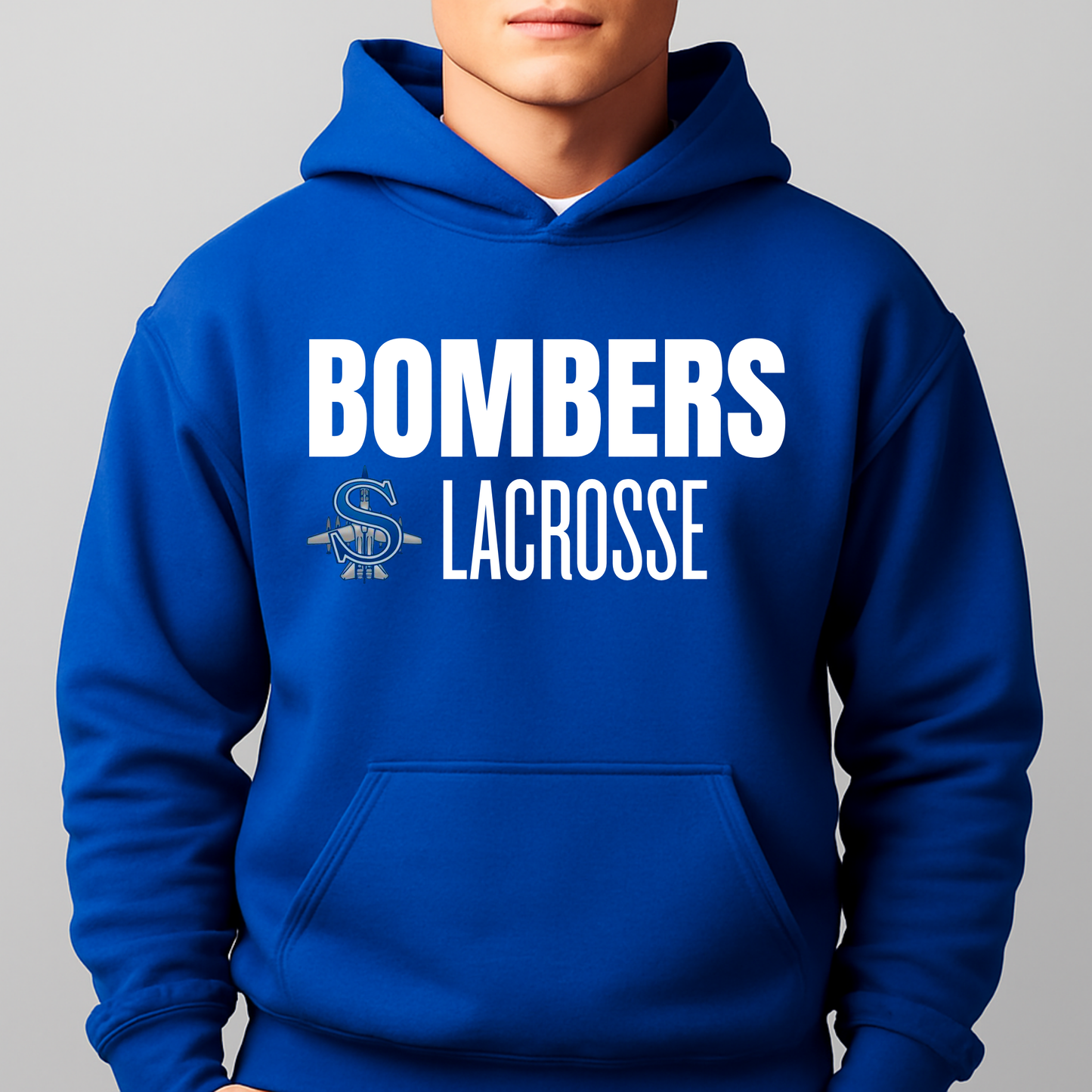 LAX- Bomber Lacrosse (white)- Crewneck Sweatshirt or Hooded Sweatshirt or Tee Shirt