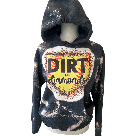 BB 047 -Diamonds and DIrt - Bleached Hooded Sweatshirt -   Fleece Hooded Sweatshirt (YOUTH & ADULT)