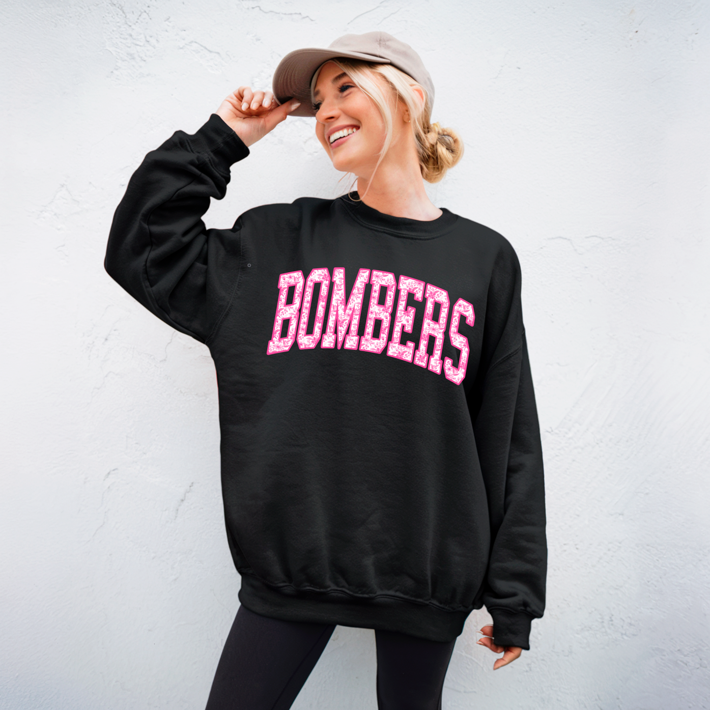 Volleyball 035-BOMBERS FLORAL PINK FLORAL - Fleece Crewneck Sweatshirt